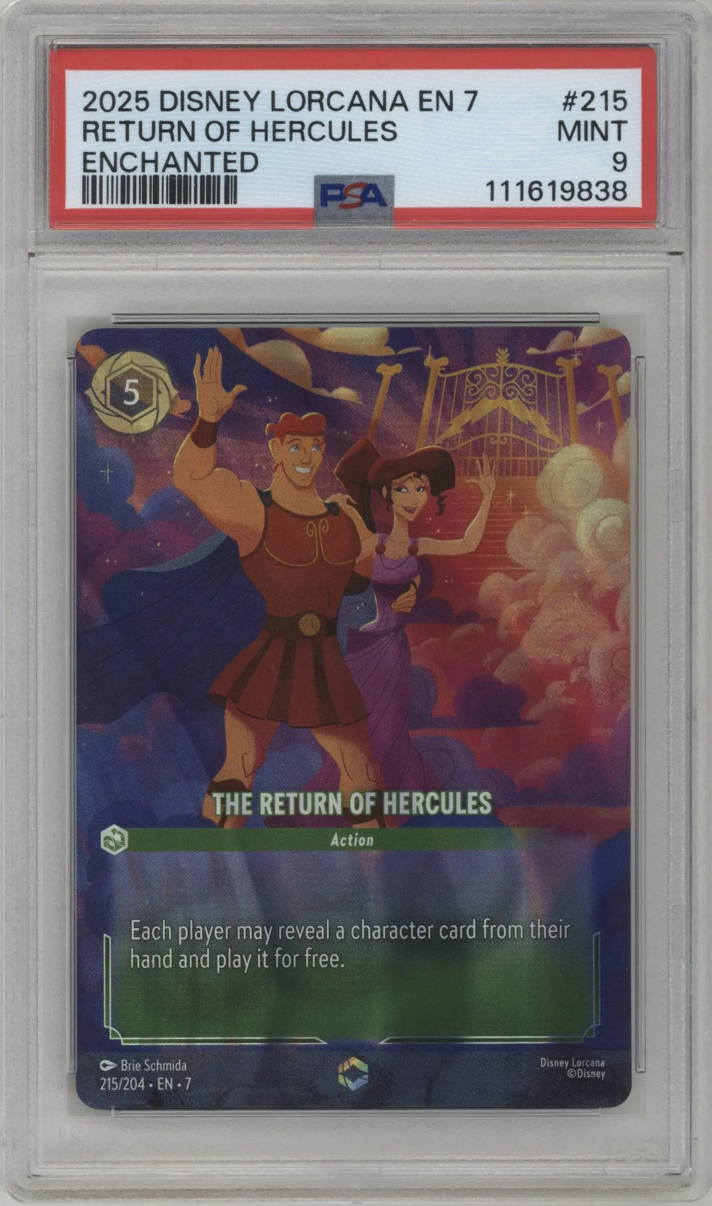 2025 Disney Lorcana Archazia's Island Return of Hercules Enchanted PSA 9