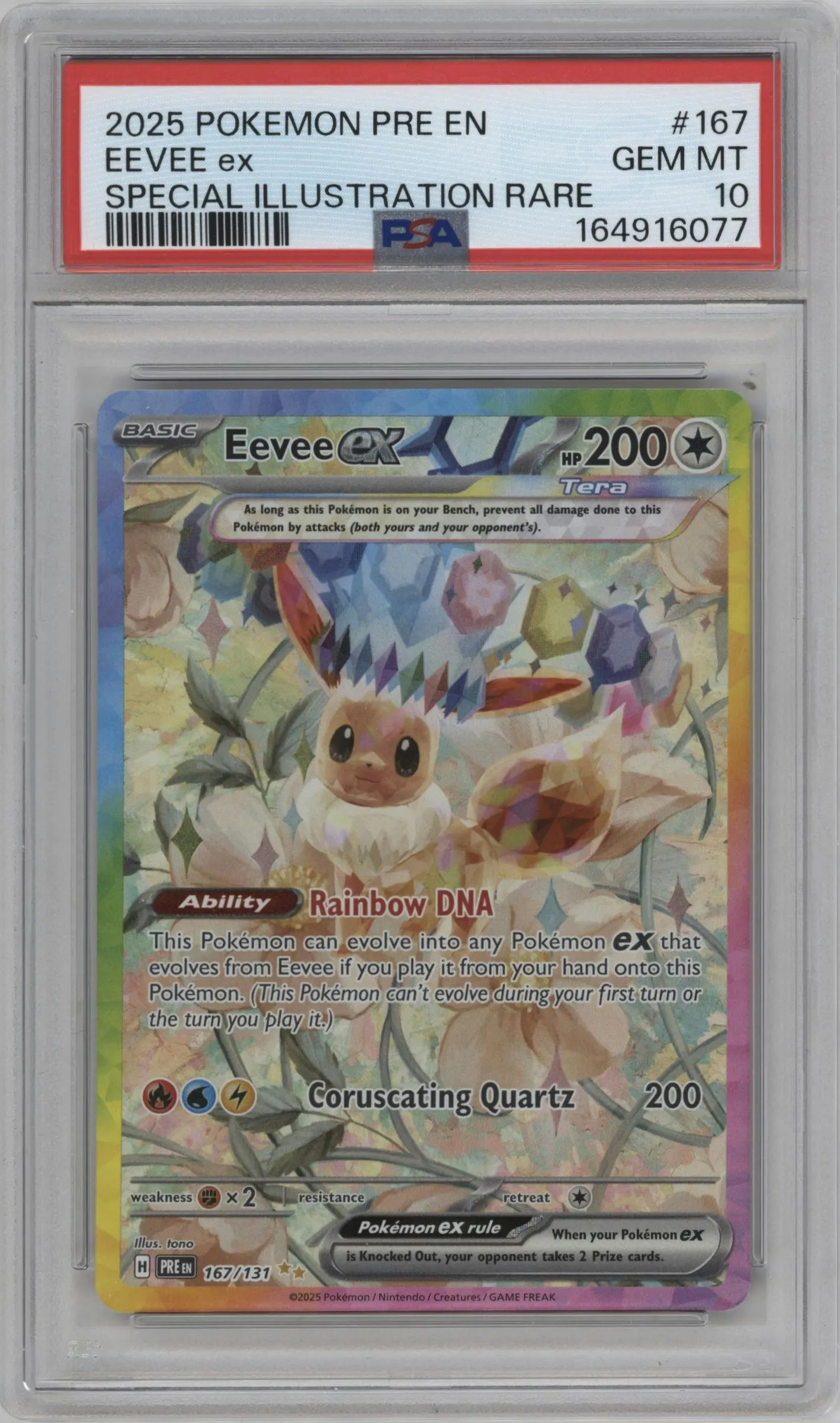 2025 Pokemon SV Prismatic Evolutions Eevee ex #167 PSA 10