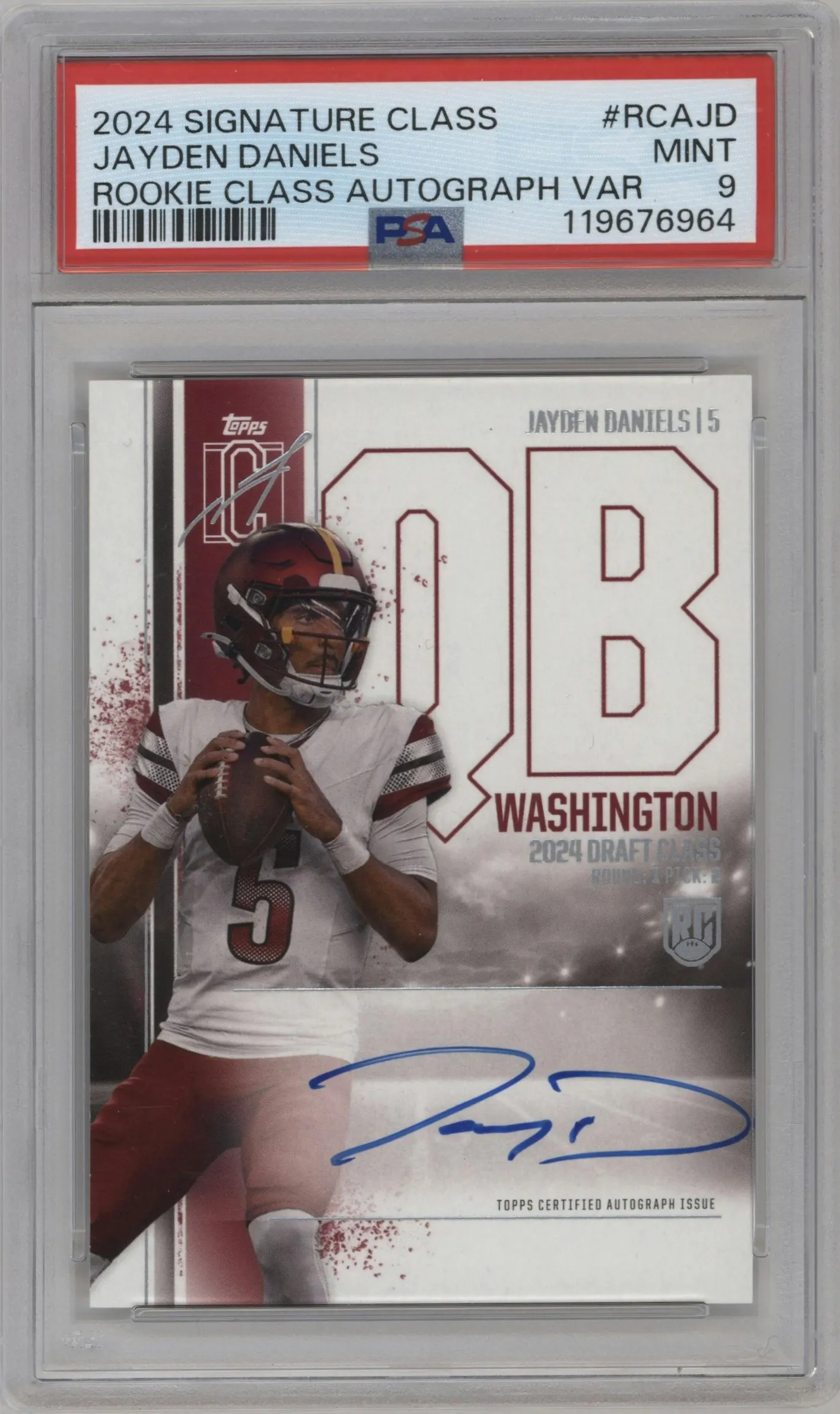 2024 Topps Signature Class Rke.Class Auto Var. Jayden Daniels #RCA-JD PSA 9