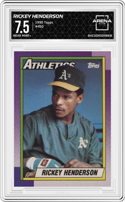 1990 Topps Rickey Henderson #450 ARENA CLUB 7.5