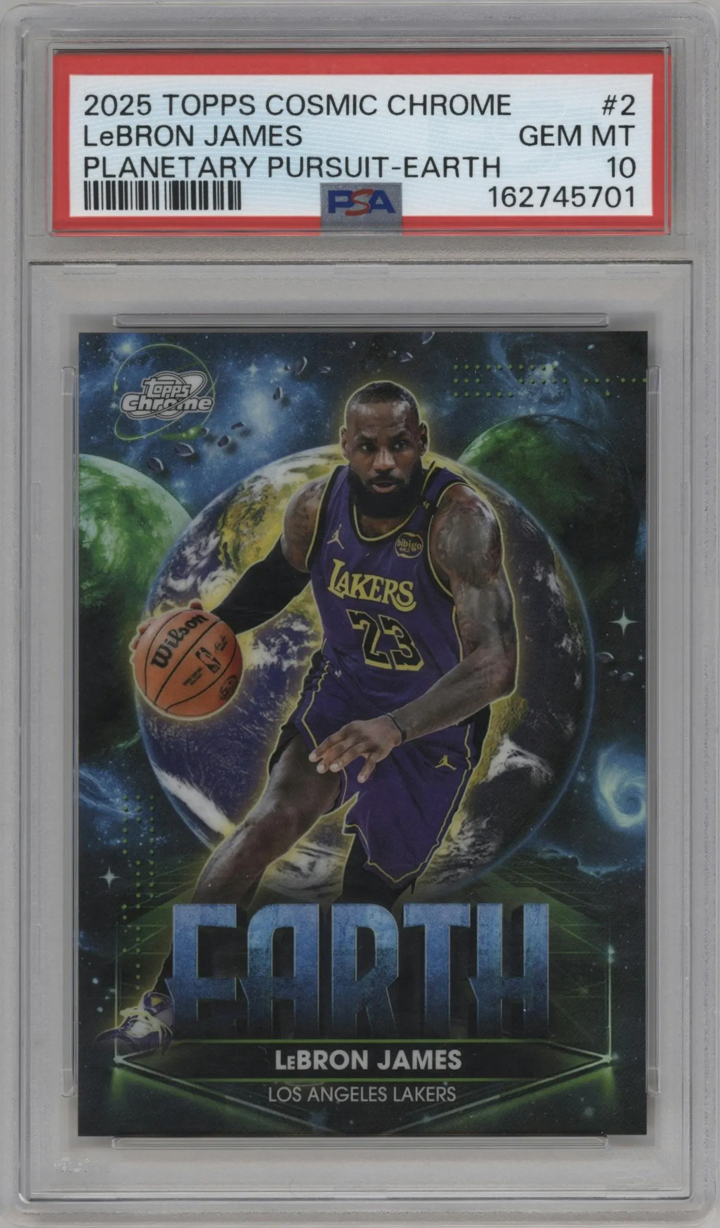 2025 Topps Chrome Cosmic Planetary Pursuit Earth Lebron James #PPE-2 PSA 10