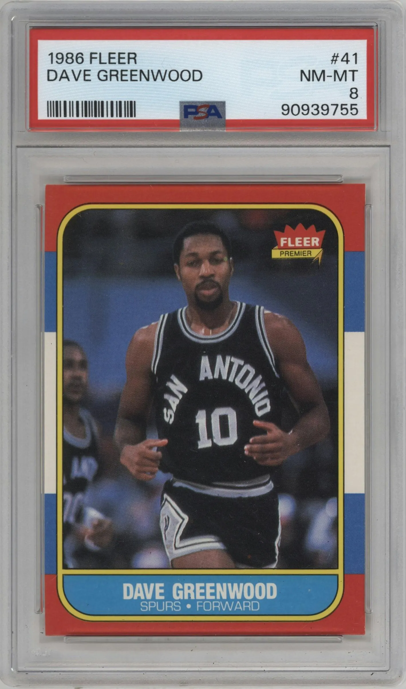 1986 Fleer Dave Greenwood #41 PSA 8