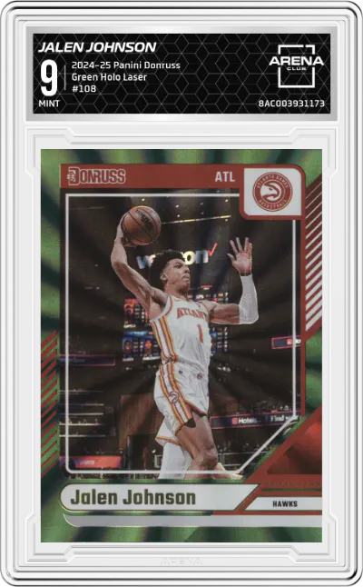 2024 Panini Donruss Jalen Johnson Green Holo Laser ARENA CLUB 9