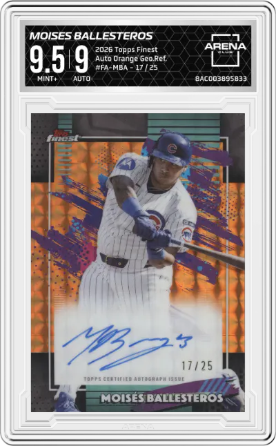 2026 Topps Finest Auto Moises Ballesteros Orange Geometric Refractor #FA-MBA ARENA CLUB 9.5