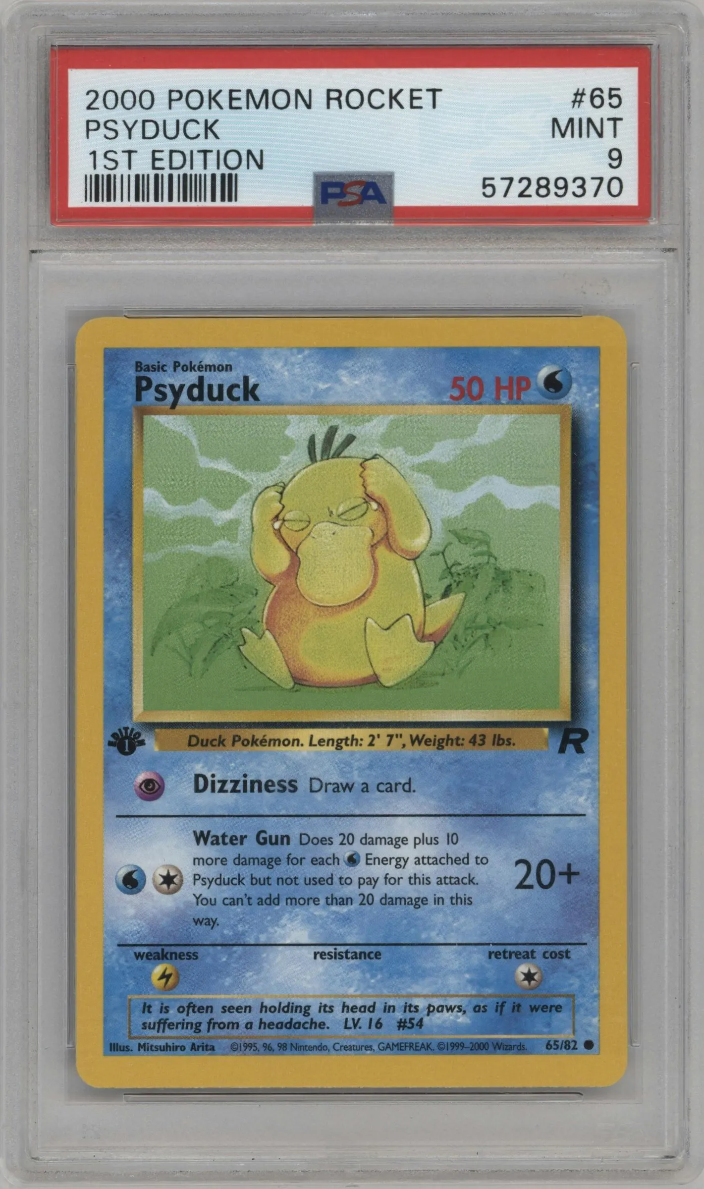 2000 Pokemon Team Rocket Psyduck #65 PSA 9