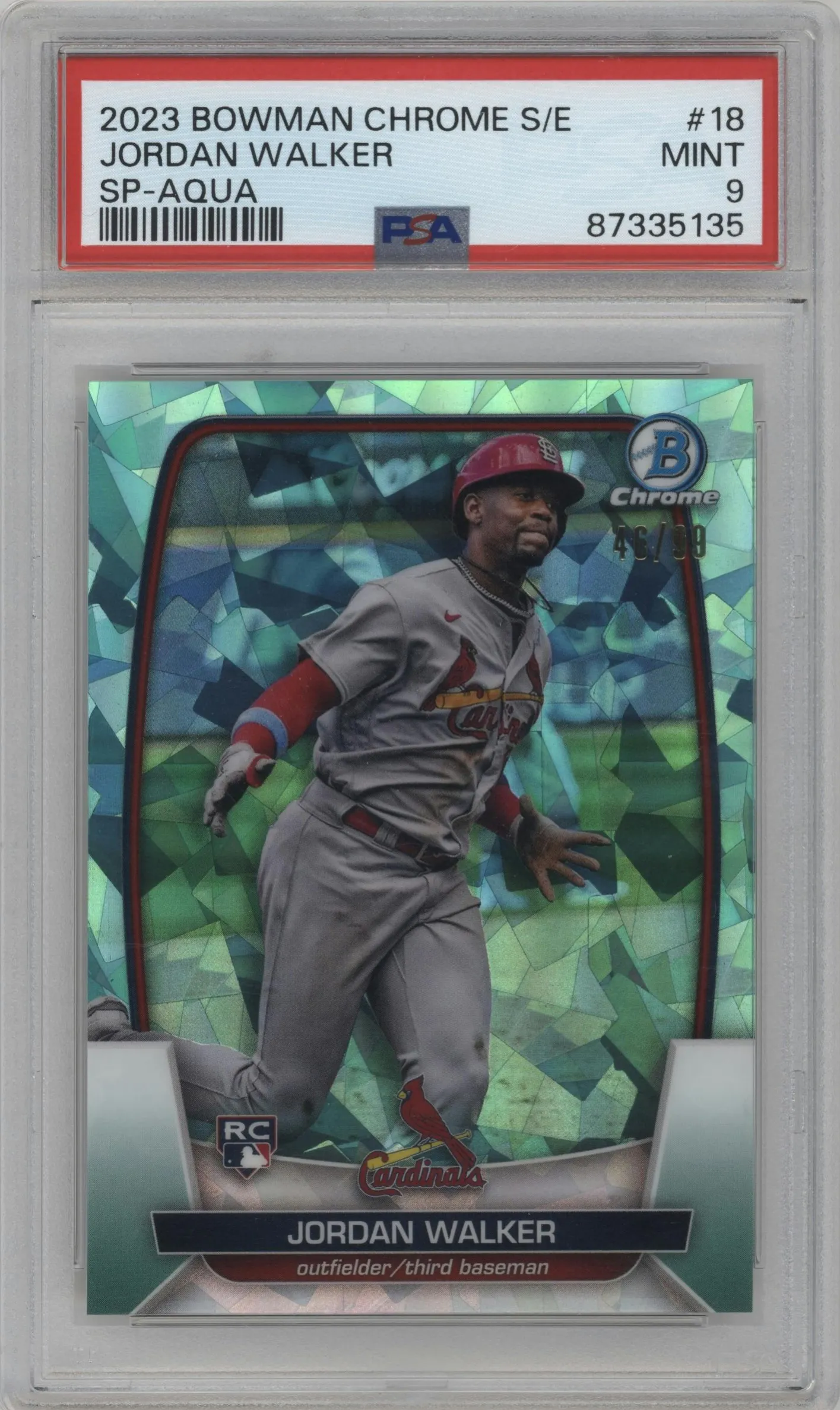 2023 Bowman Chrome Sapphire Edition SP Jordan Walker Aqua #18 PSA 9
