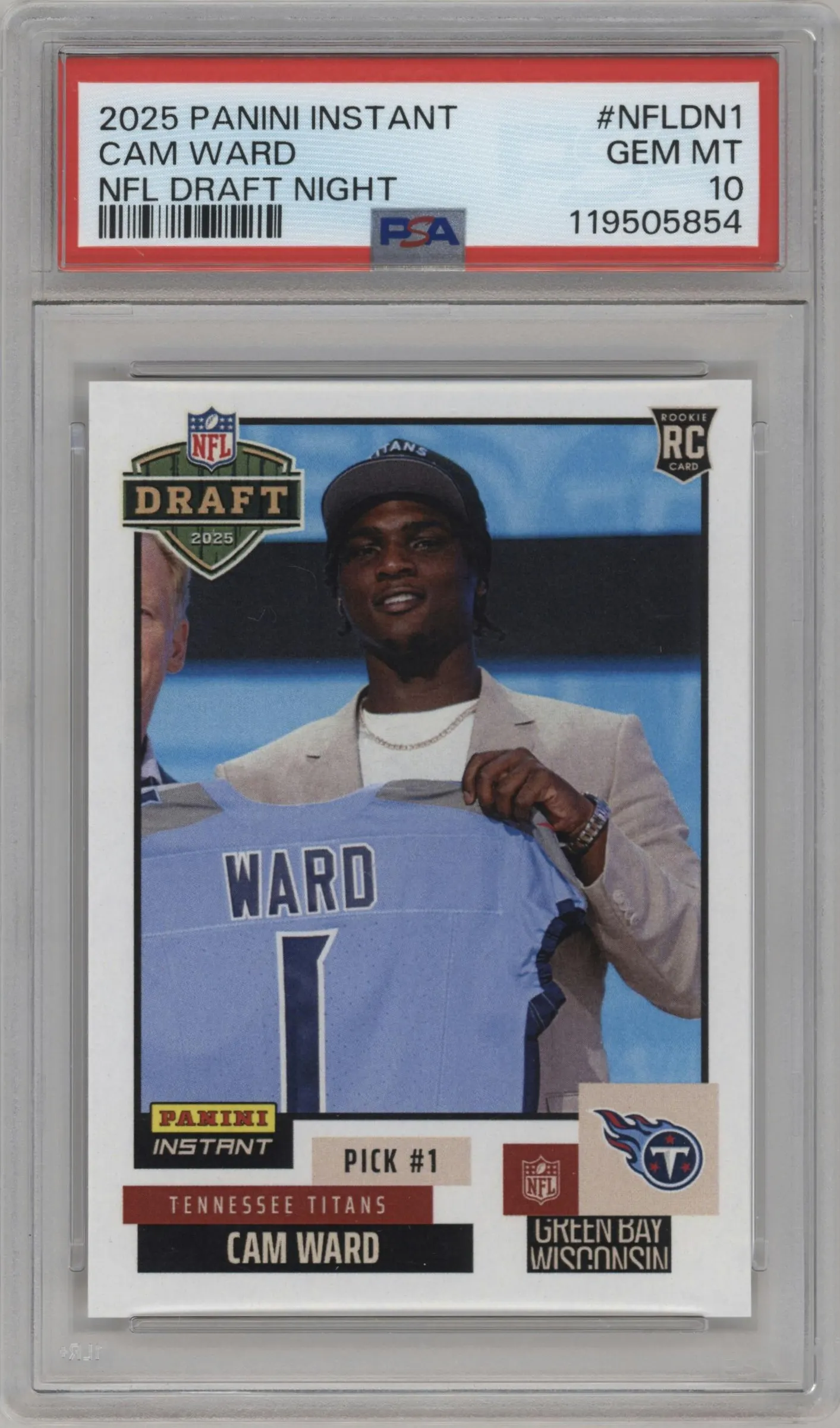 2025 Panini Instant NFL Draft Night Cam Ward #NFLDN-1 PSA 10