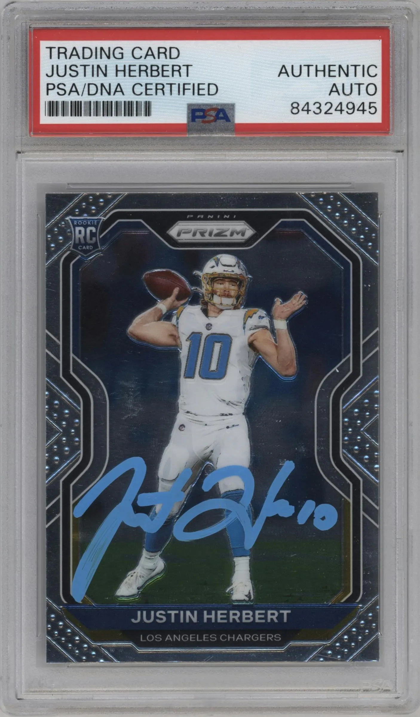 2020 Panini Prizm Justin Herbert PSA AUTHENTIC PSA