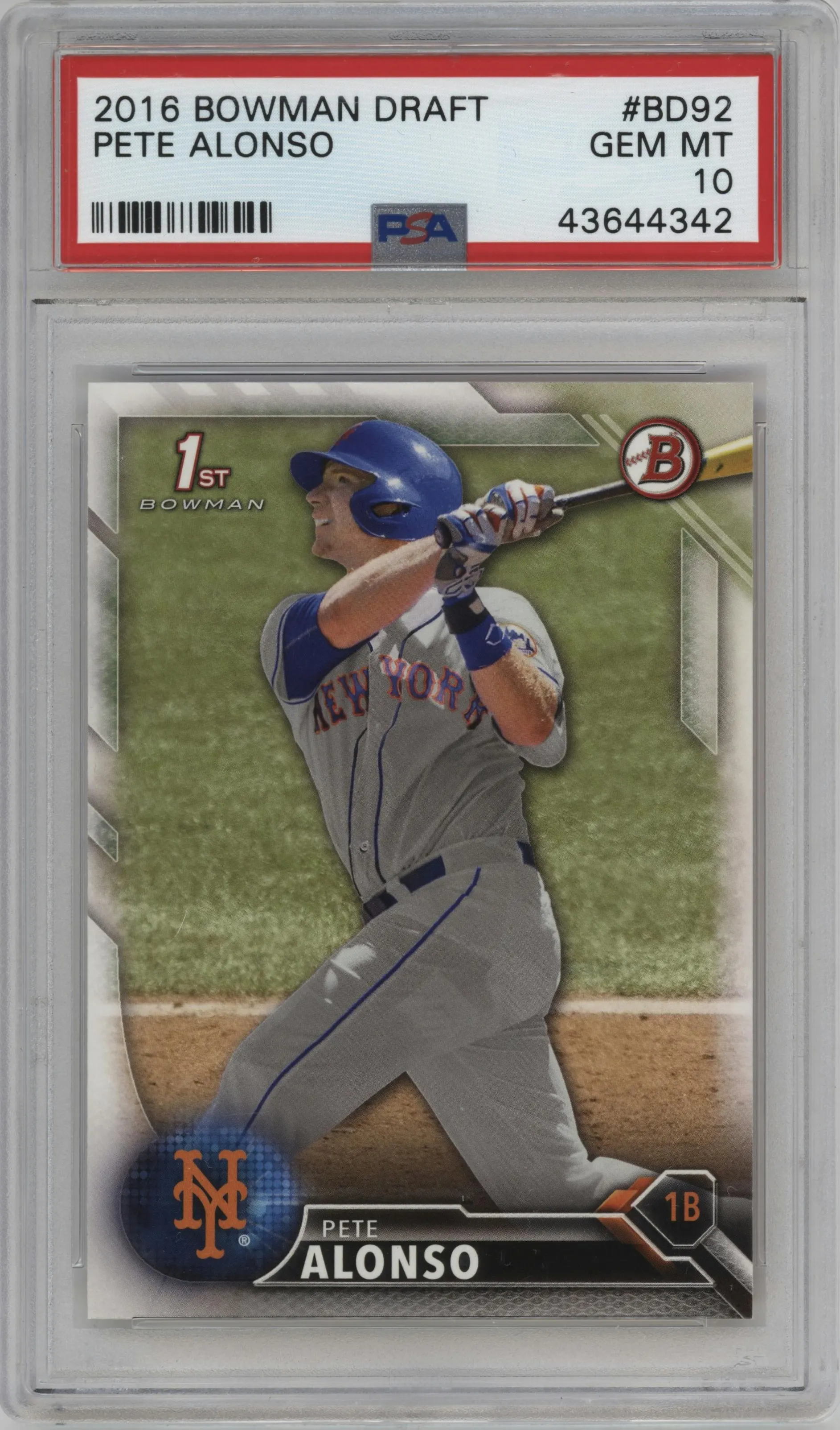 2016 Bowman Draft Pete Alonso #BD-92 PSA 10