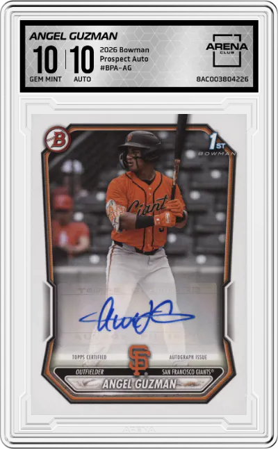 2026 Bowman Prospect Auto Angel Guzman #BPA-AG ARENA CLUB 10