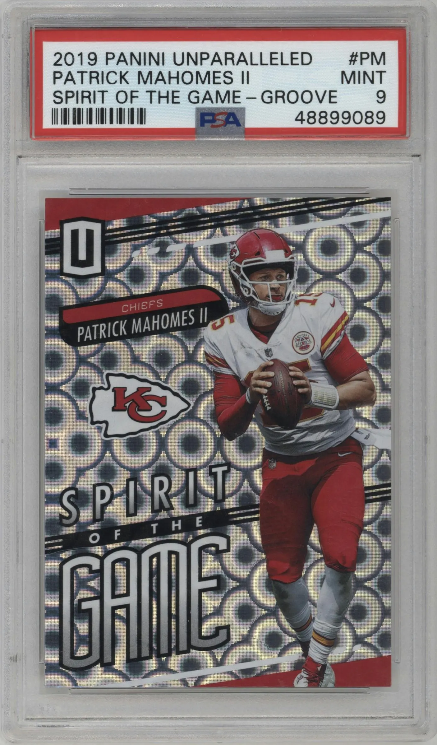 2019 Panini Unparalleled Spirit of the Game Patrick Mahomes II Groove #SG-PM PSA 9