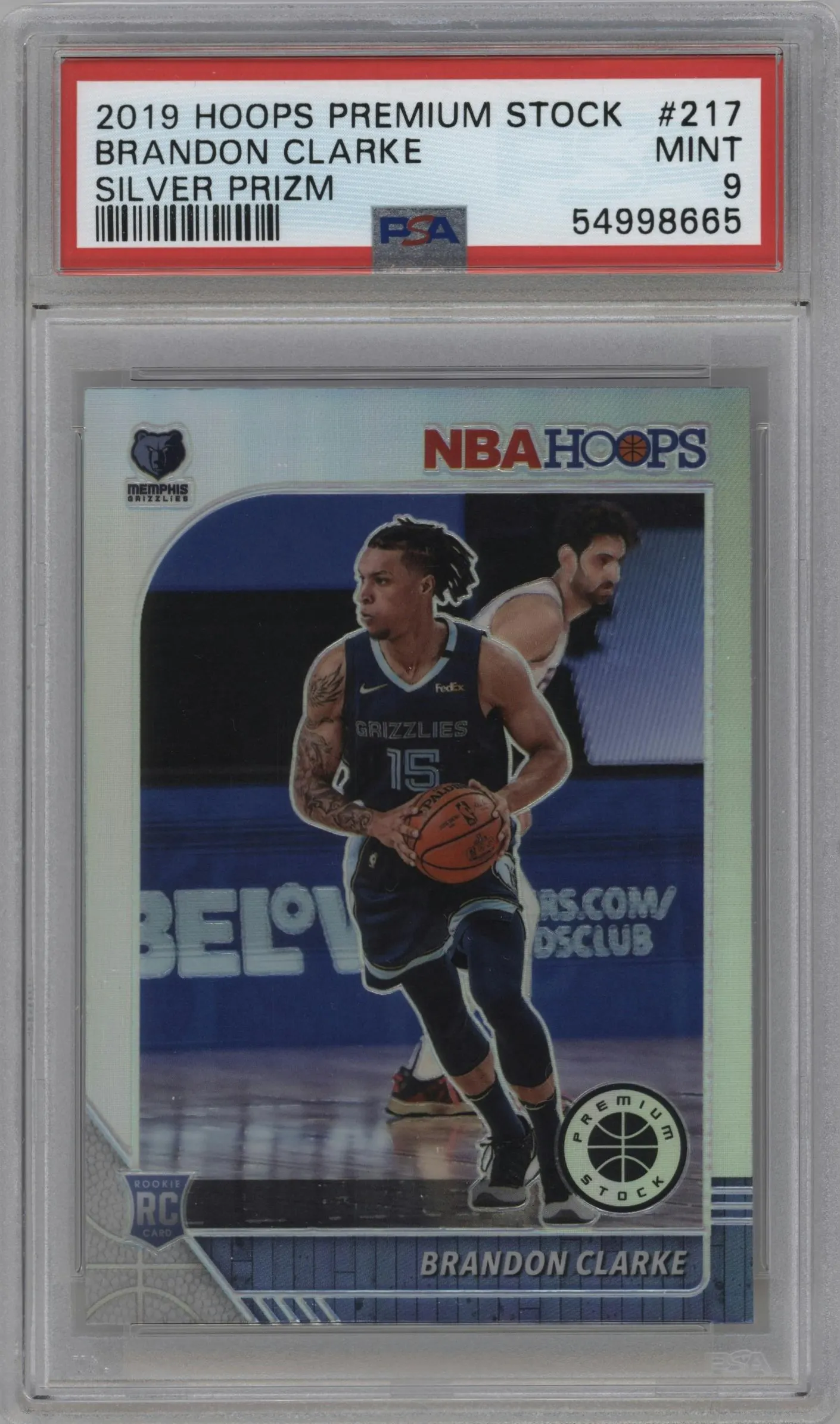 2019 Panini Hoops Premium Stock Brandon Clarke Silver #217 PSA 9