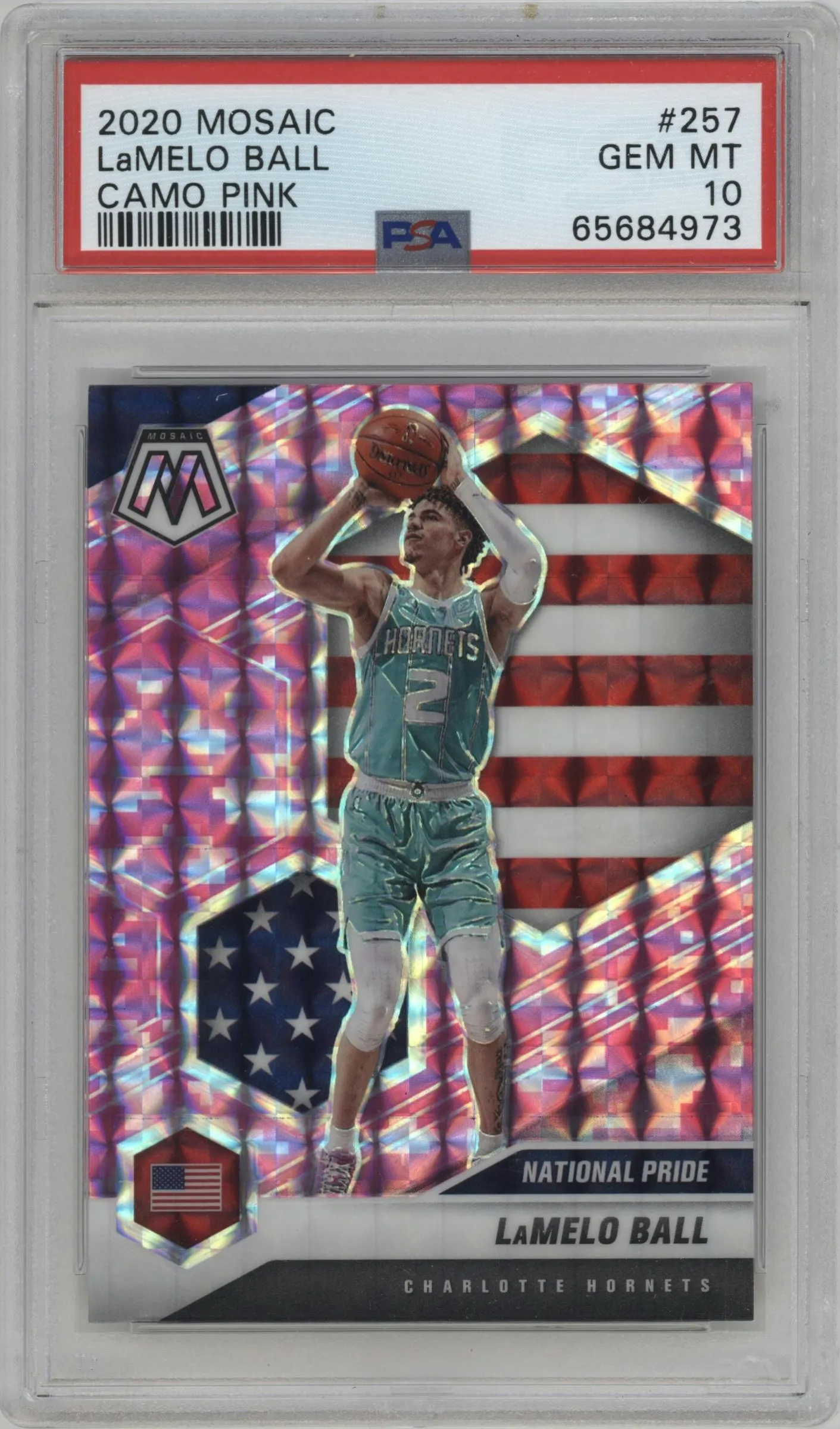 2020 Panini Mosaic LaMelo Ball Pink Camo #257 PSA 10