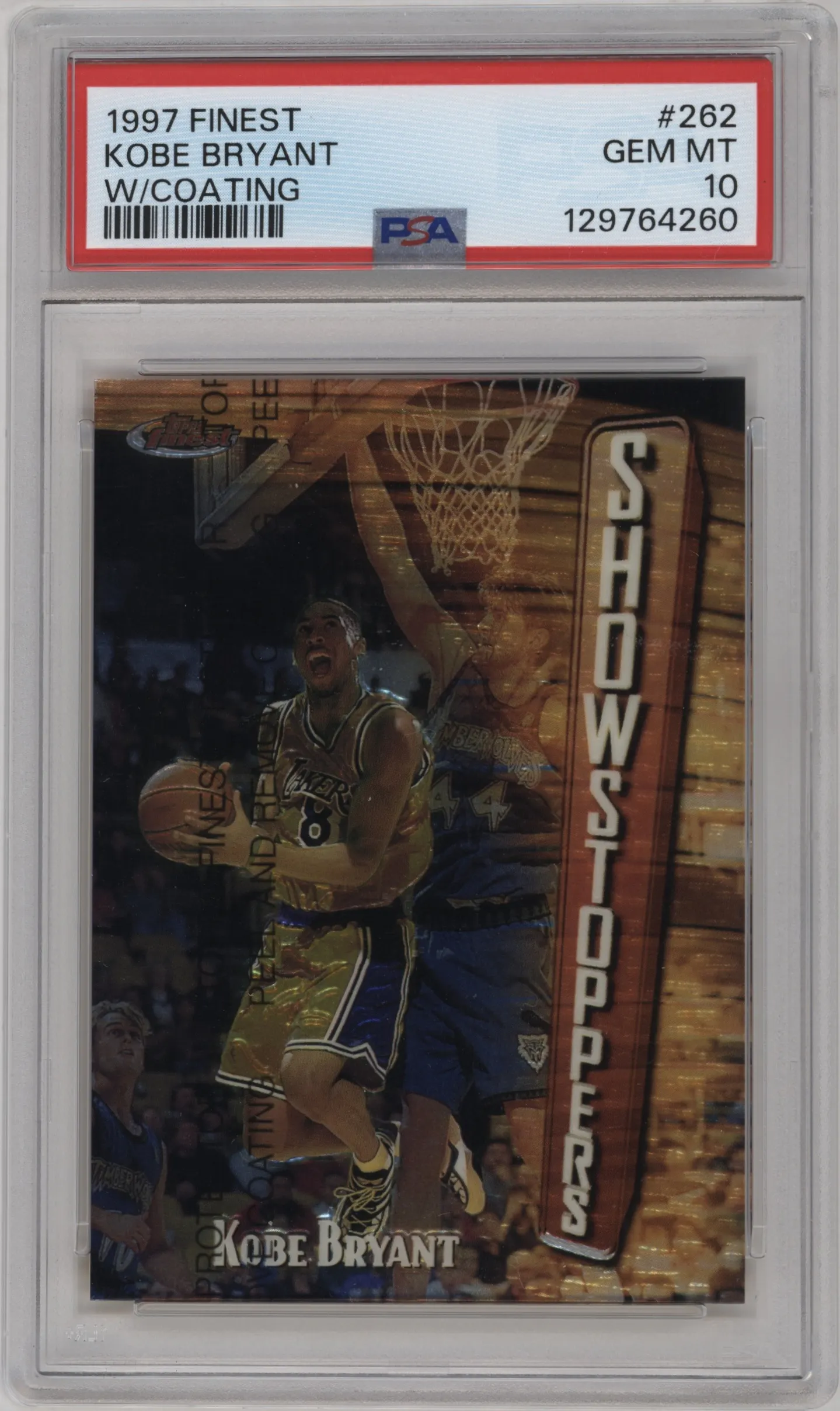 1997 Topps Finest Kobe Bryant W/ Coating #262 PSA 10