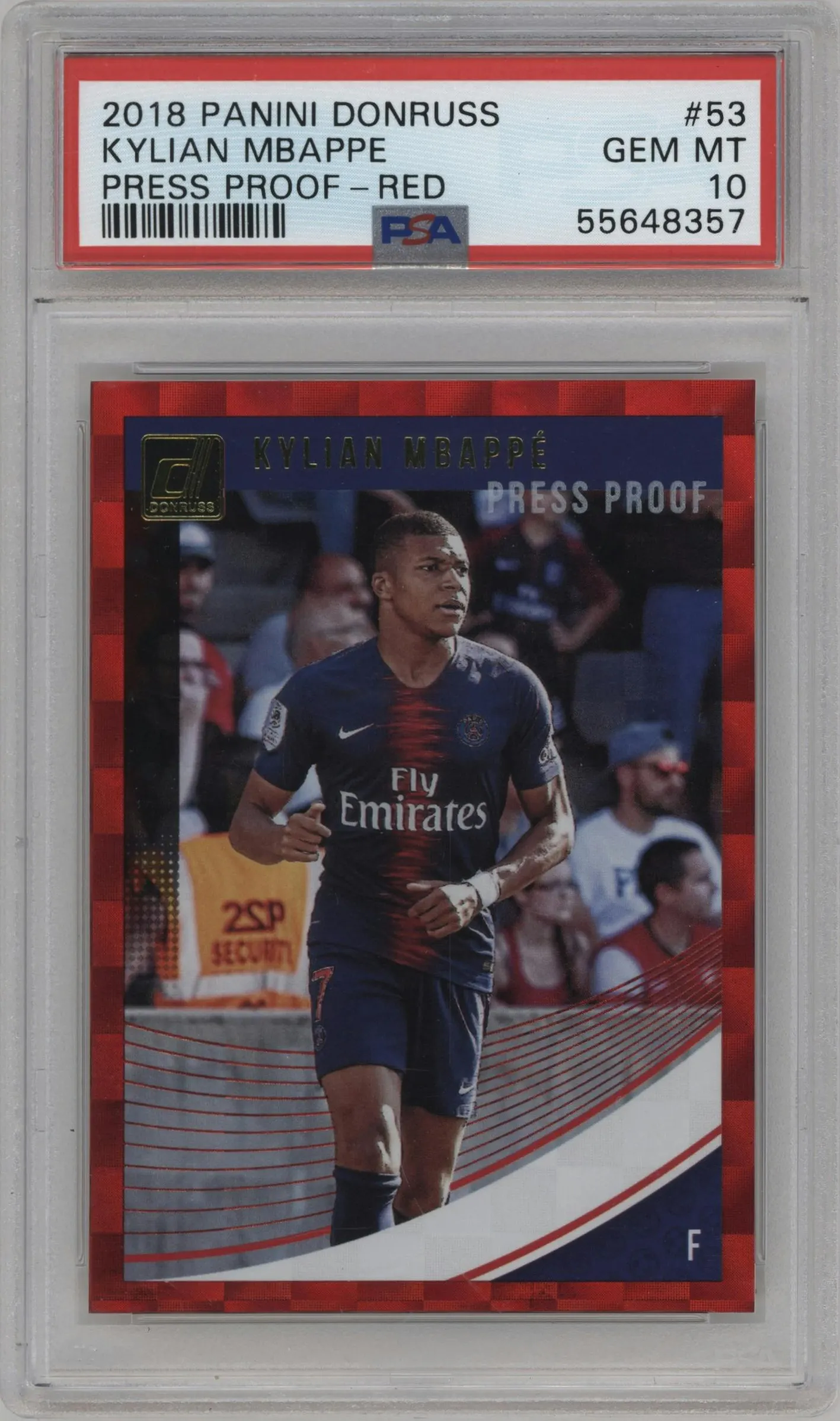 2018 Panini Donruss Kylian Mbappe Press Proof Red #53 PSA 10
