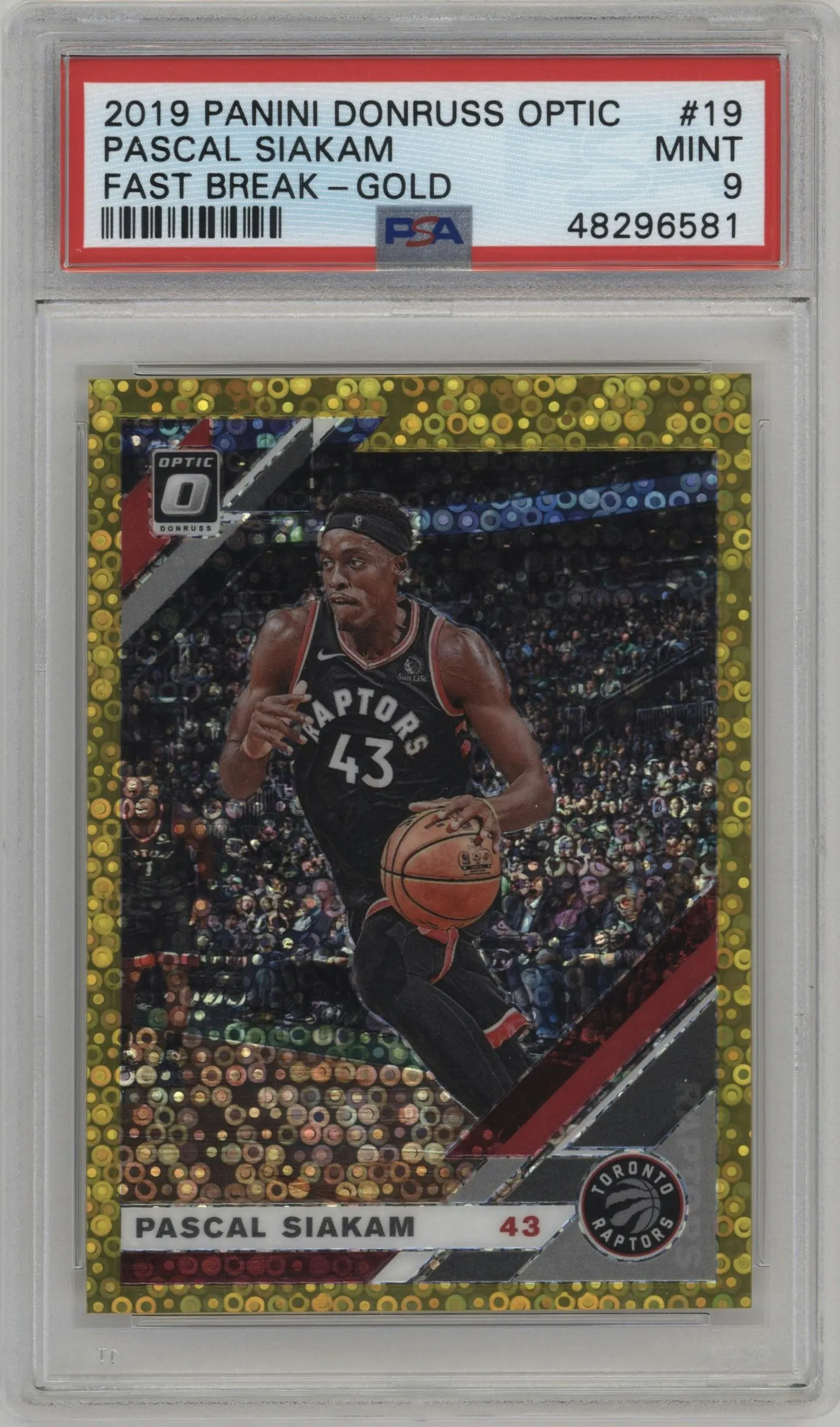 2019 Panini Donruss Optic Pascal Siakam Fast Break Gold #19 PSA 9