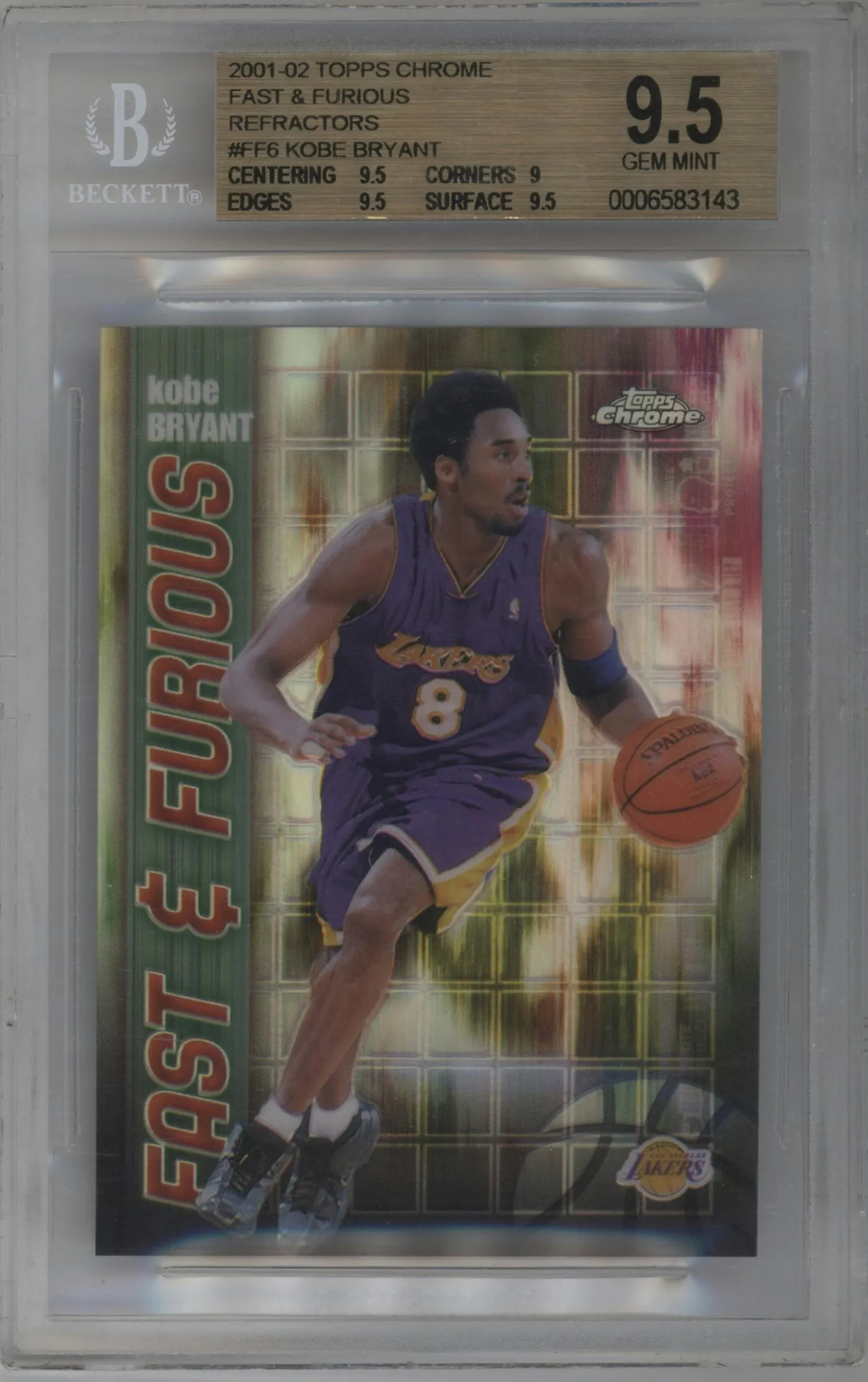 2001 Topps Chrome Fast and Furious Kobe Bryant Refractor #FF06 BGS 9.5