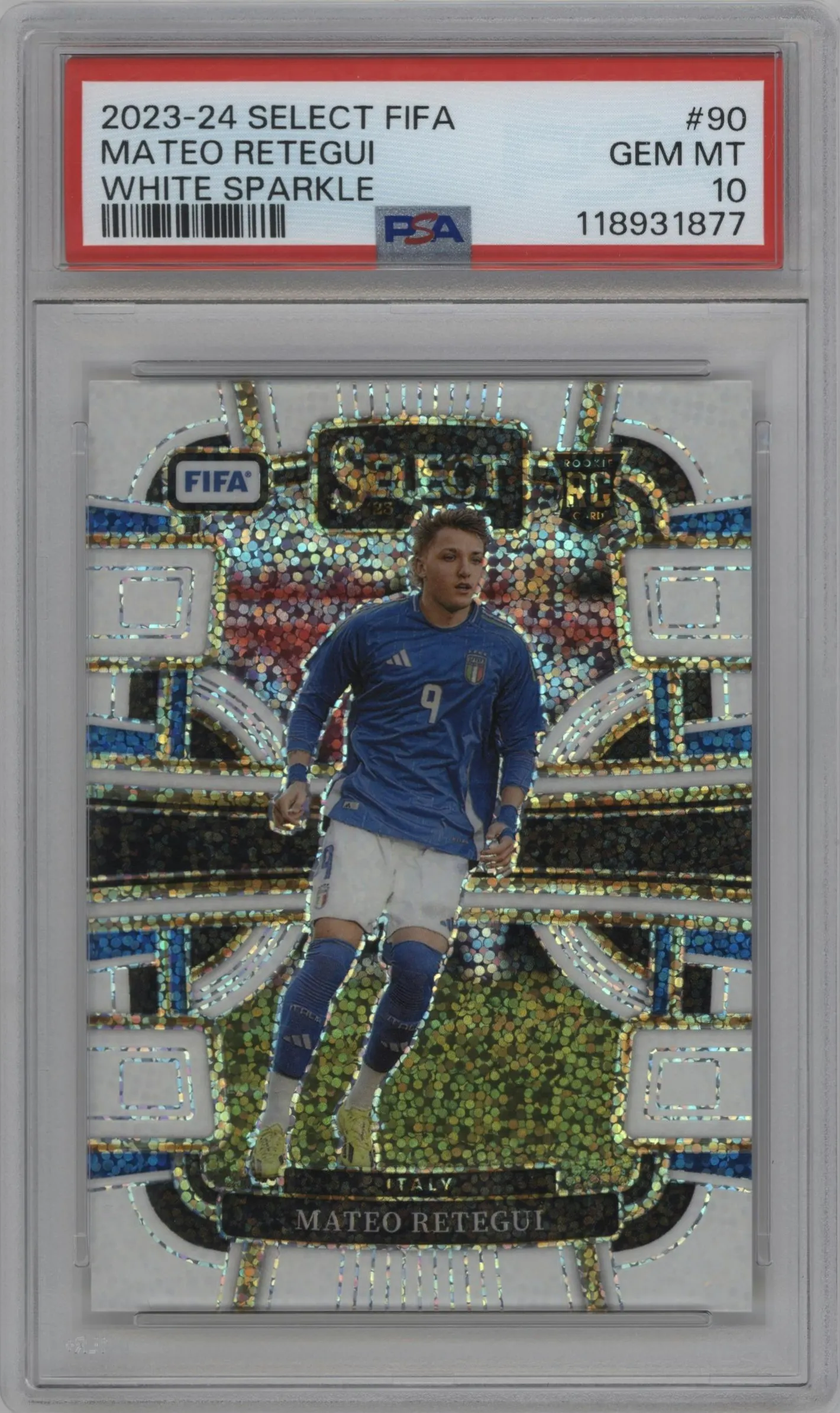 2023 Panini Select FIFA Mateo Retegui White Sparkle #90 PSA 10
