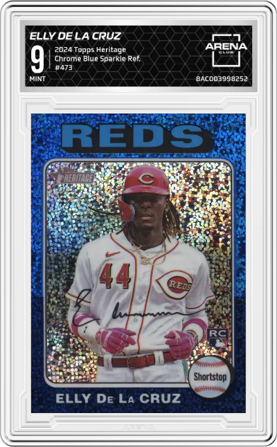 2024 Topps Heritage Elly De La Cruz Chrome Blue Sparkle Refractor #473 ARENA CLUB 9