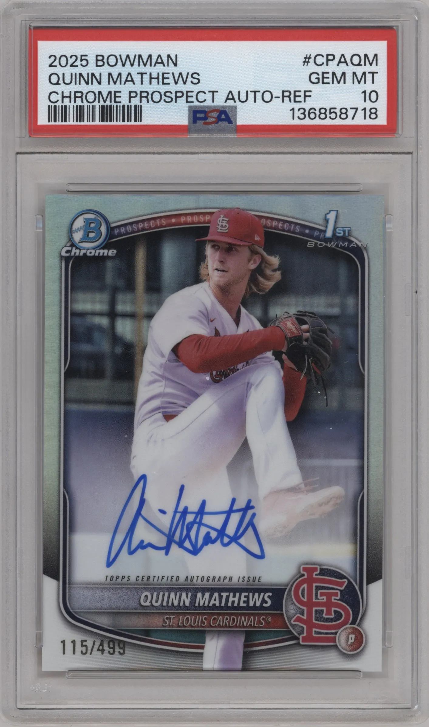 2025 Bowman Chr.Pros.AU Quinn Mathews Refractor #CPA-QM PSA 10