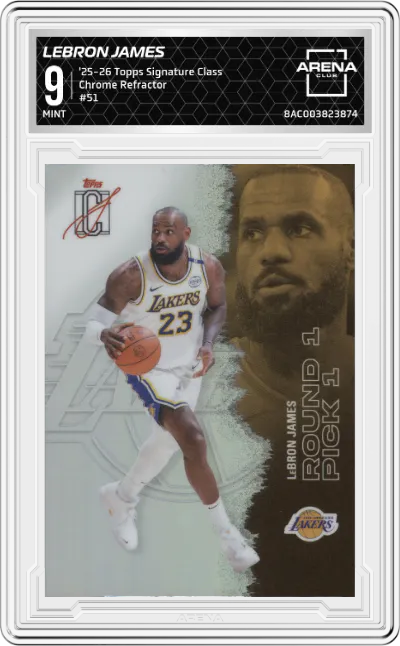 2025 2025-26 Topps Signature Class Topps Signature Class Chrome Lebron James Refractor #51 ARENA CLUB 9
