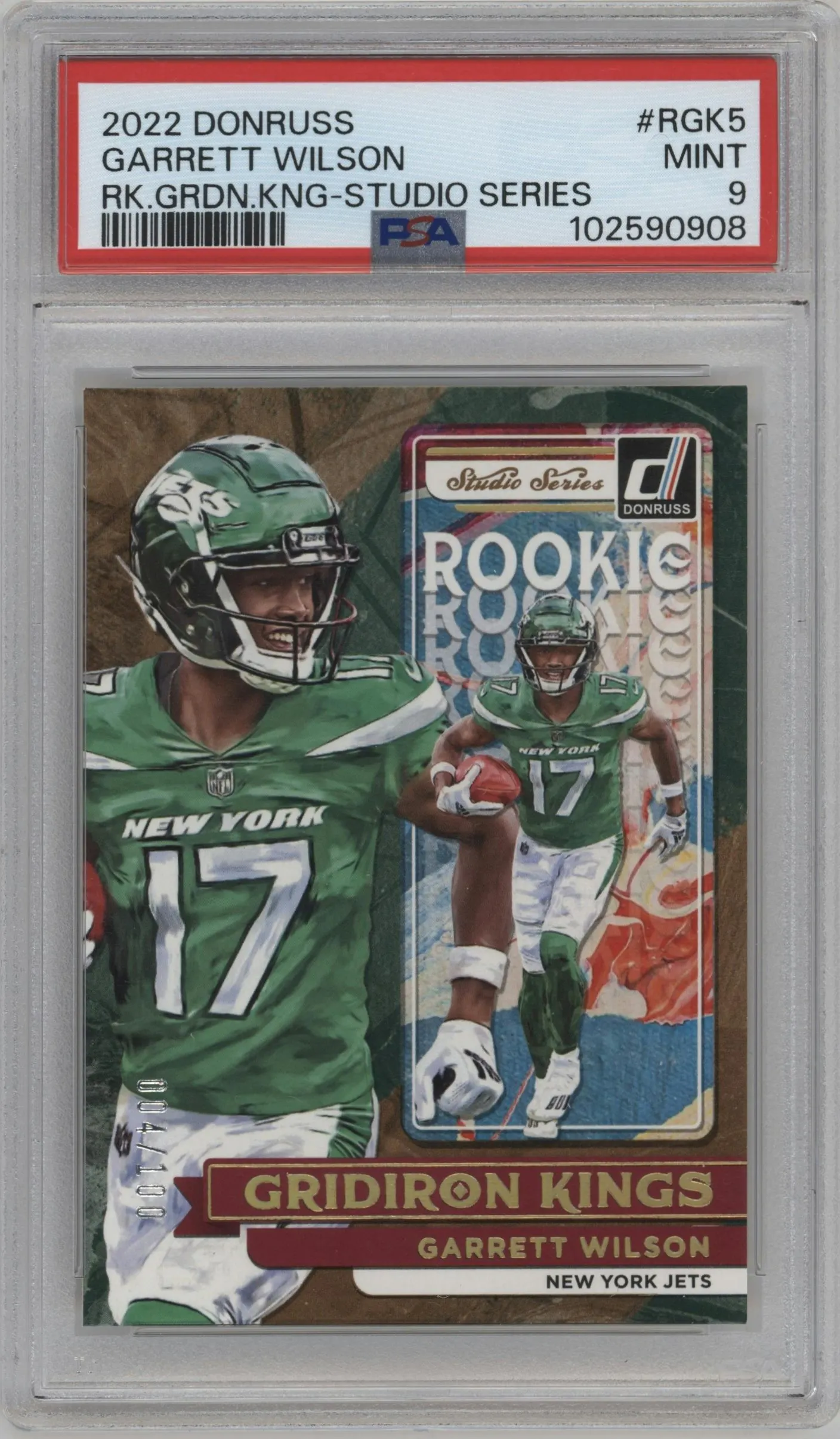 2022 Panini Donruss Rke.Gridiron Kings Garrett Wilson Studio Series #RGK-5 PSA 9