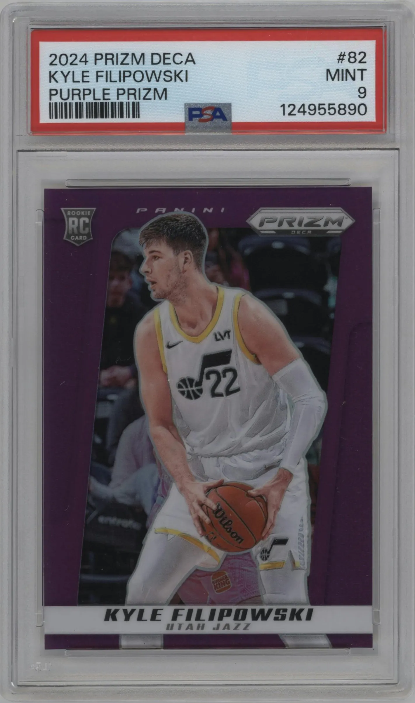 2024 Panini Prizm Deca Kyle Filipowski Purple #82 PSA 9