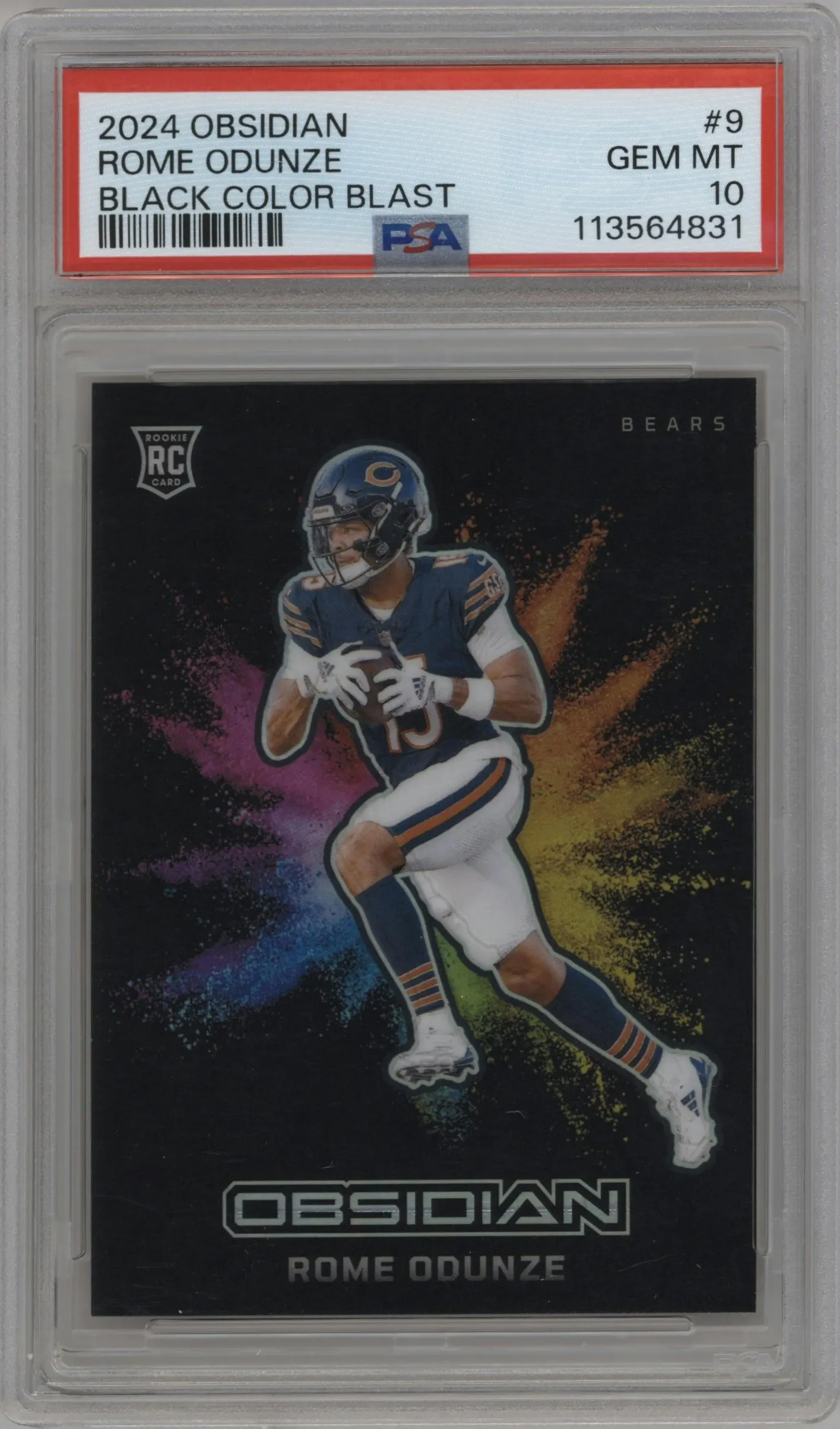 2024 Panini Obsidian Black Color Blast Rome Odunze #9 PSA 10