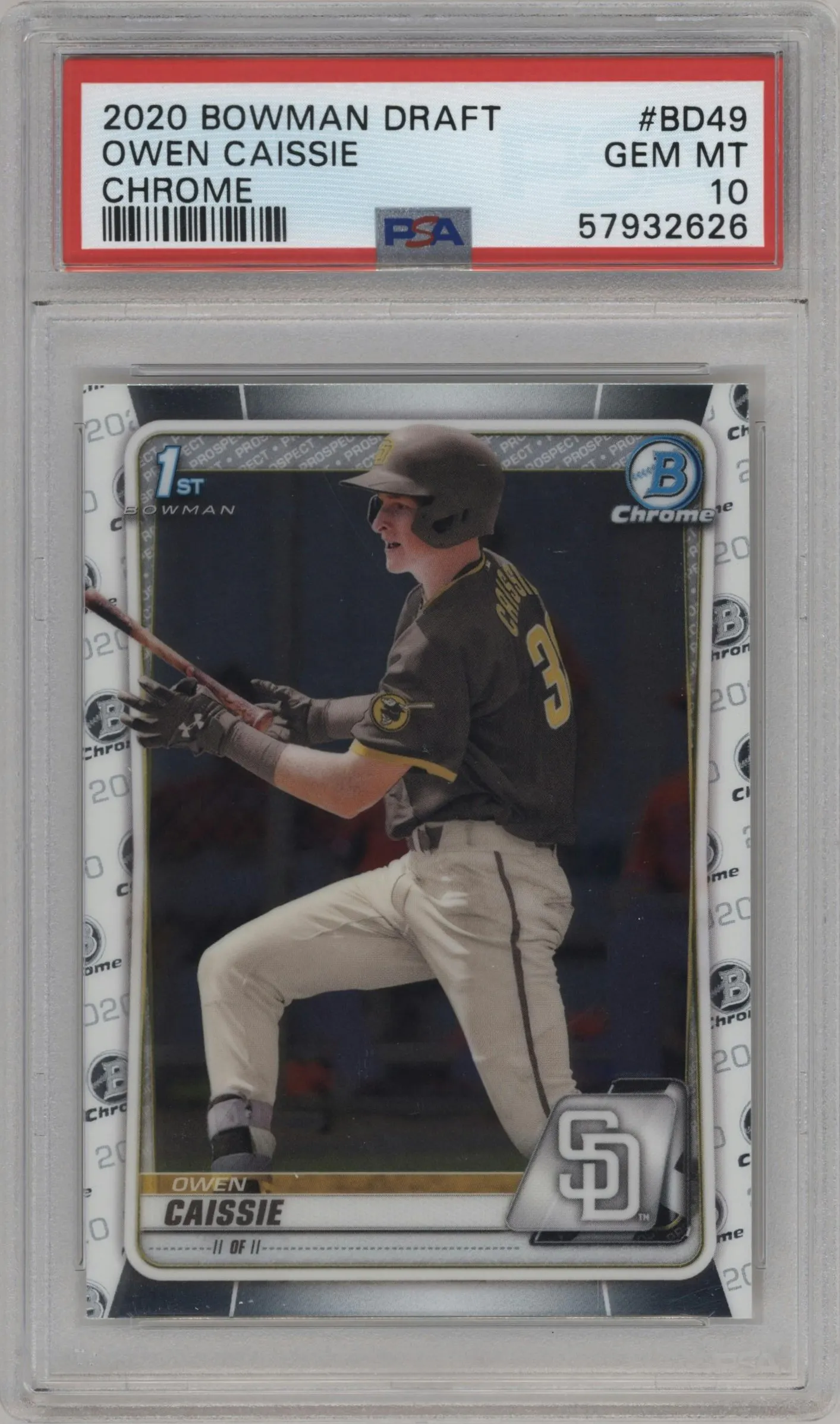 2020 Bowman Draft Chrome Owen Caissie #BD-49 PSA 10