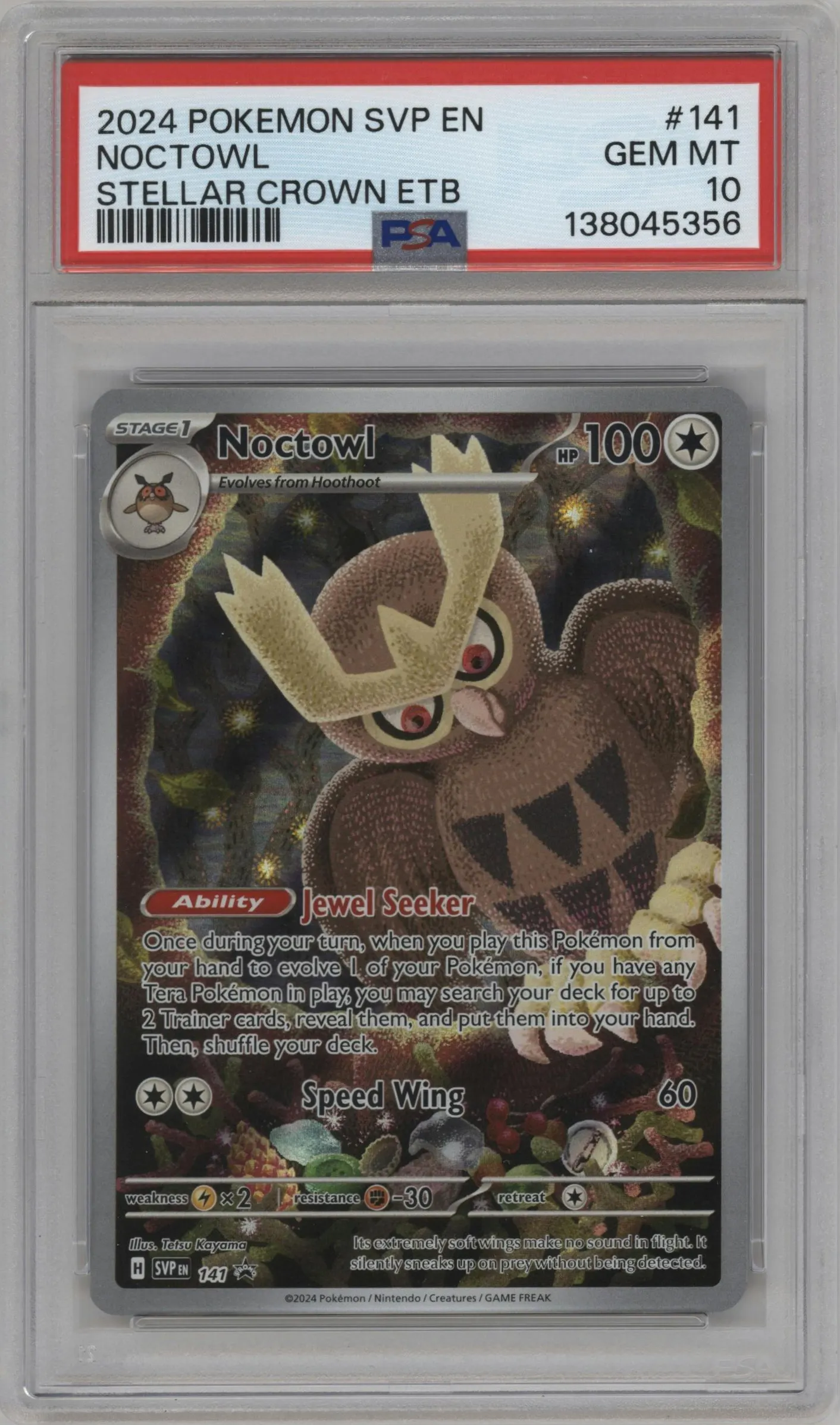 2024 Pokemon SV Noctowl Stellar Crown Elite Trainer Box #141 PSA 10