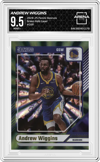 2024 Panini Donruss Andrew Wiggins Green Holo Laser ARENA CLUB 9.5