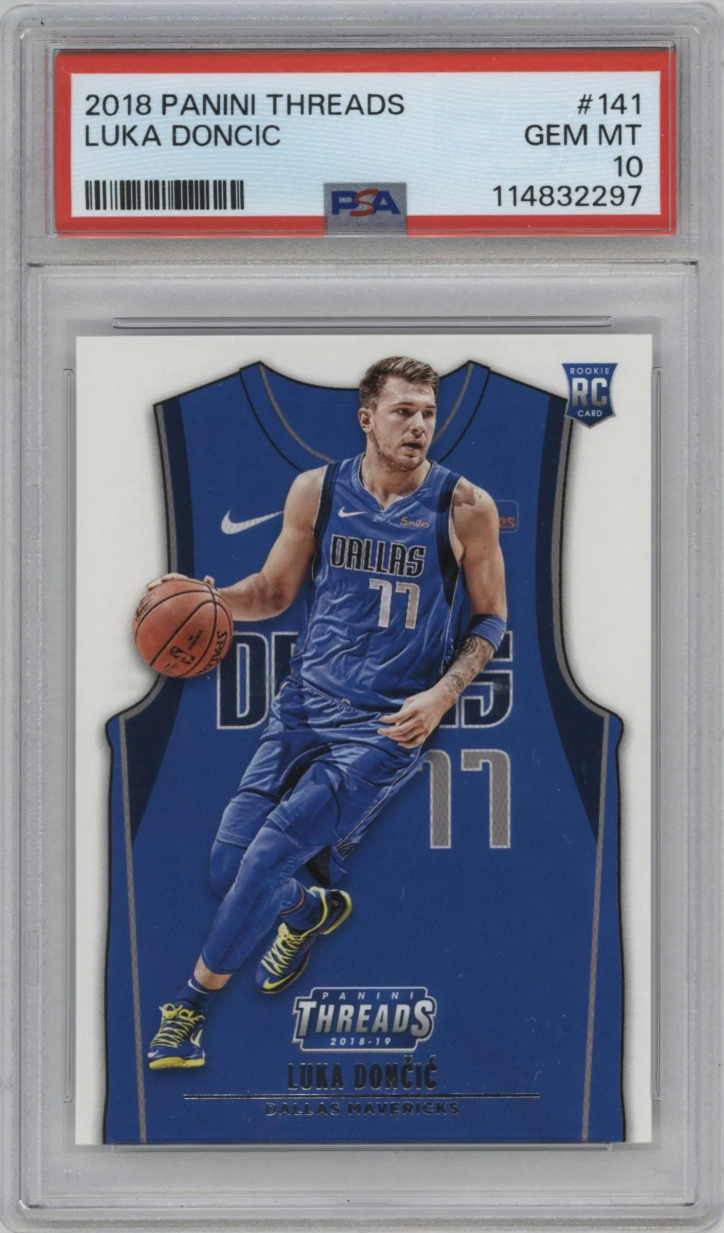 2018 Panini Threads Rke.Icon Jrsy. Luka Doncic #141 PSA 10