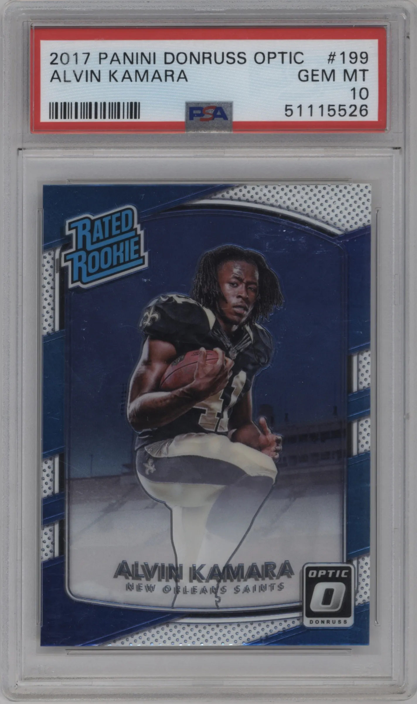 2017 Panini Donruss Optic Rated Rookie Alvin Kamara PSA 10
