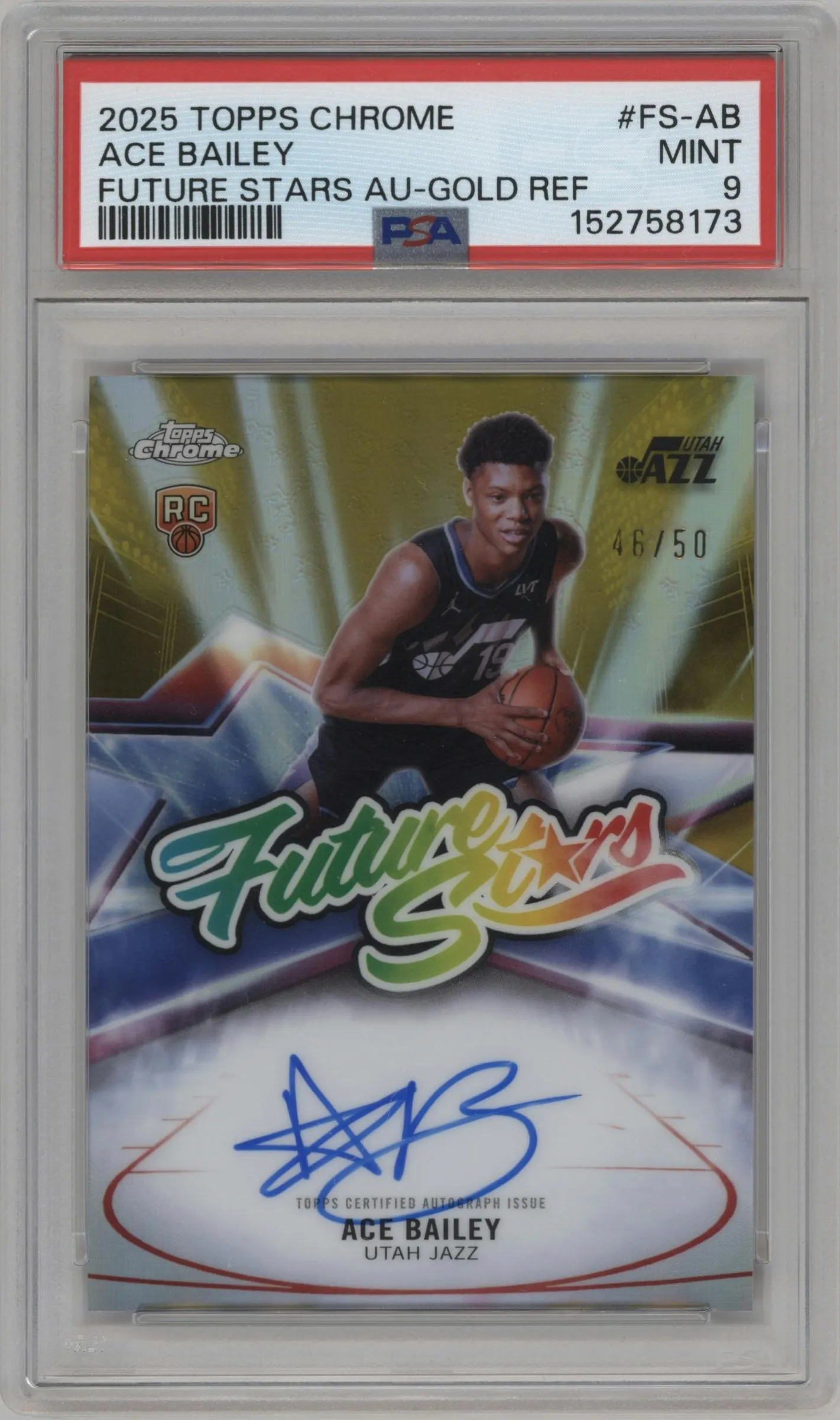 2025 Topps Chrome Future Stars Auto Ace Bailey Gold Refractor #FS-AB PSA 9