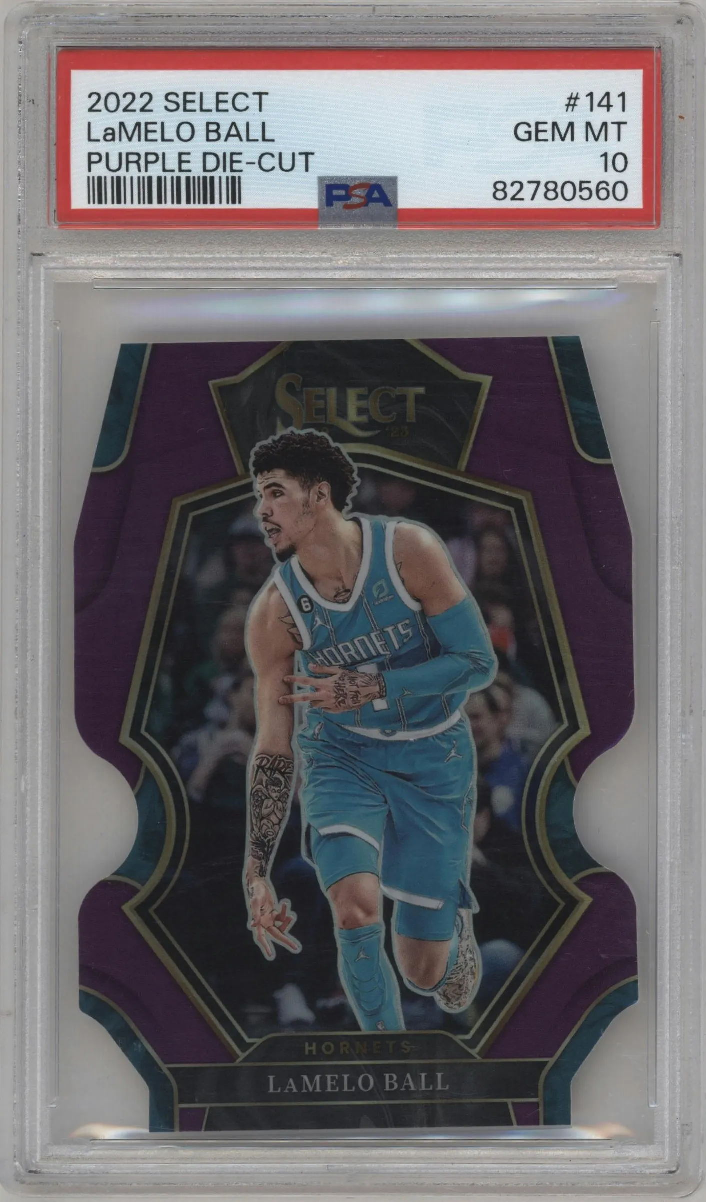 2022 Panini Select Pre.Lvl. LaMelo Ball Die-Cut Purple #141 PSA 10