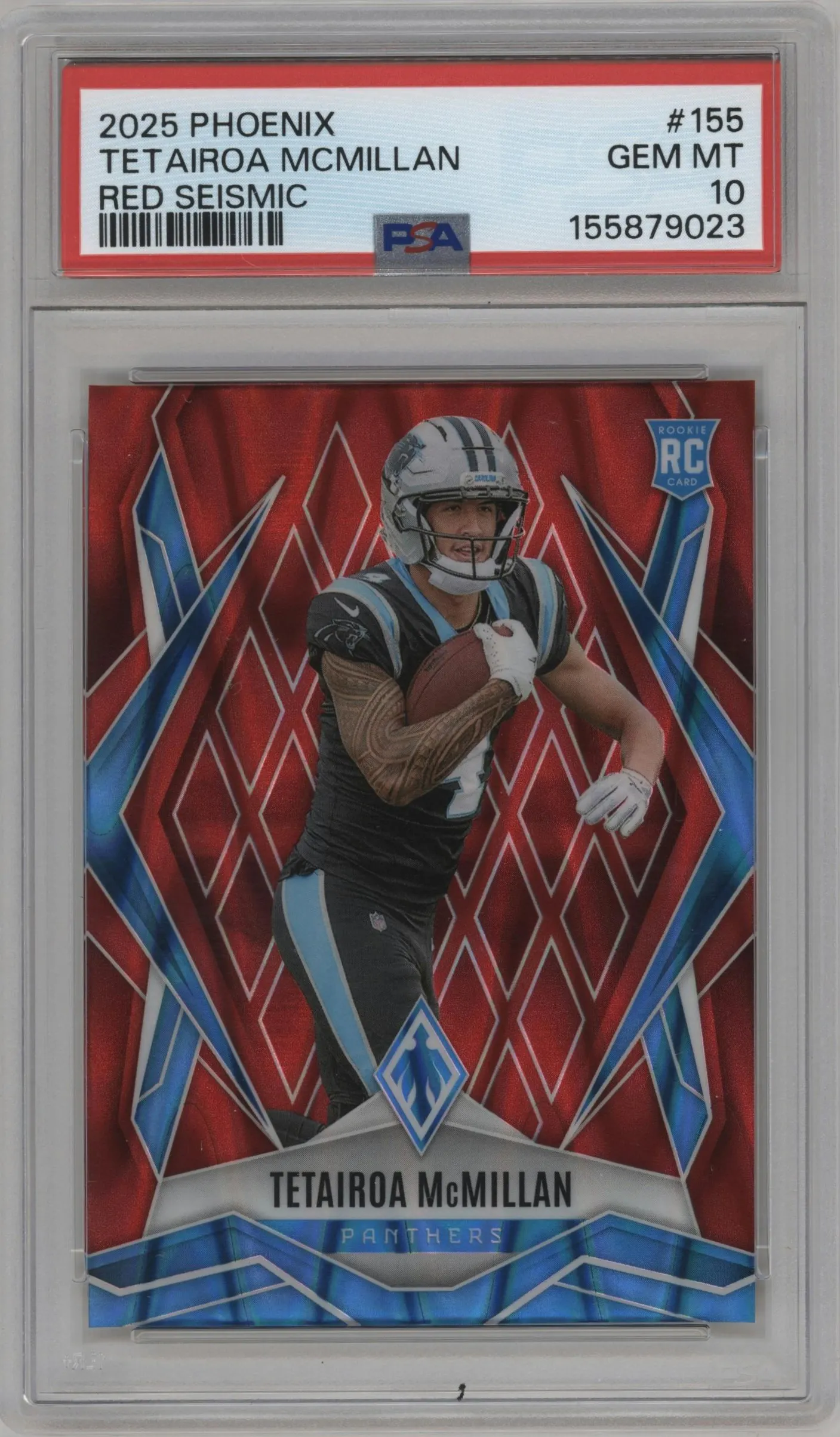 2025 Panini Phoenix Tetairoa McMillan Red Seismic Prizm #155 PSA 10