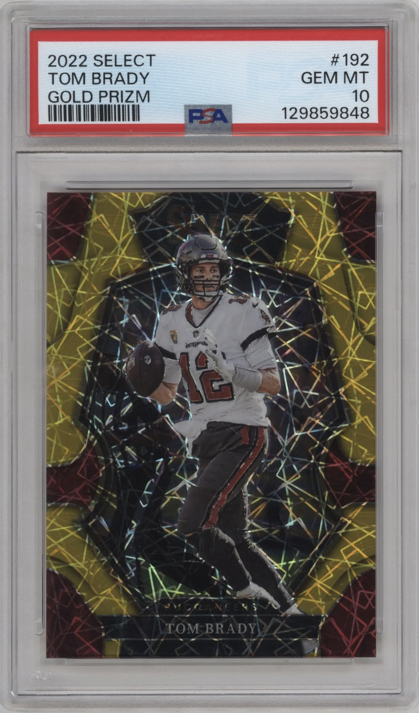 2022 Panini Select Pre.Lvl. Tom Brady Gold Prizm #192 PSA 10