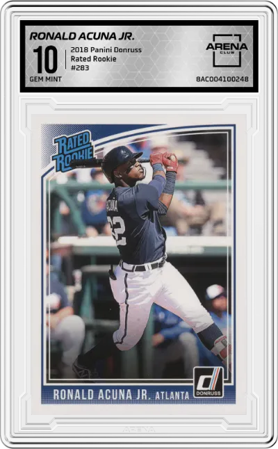 2018 Panini Donruss Rated Rookie Ronald Acuna Jr. #283 ARENA CLUB 10
