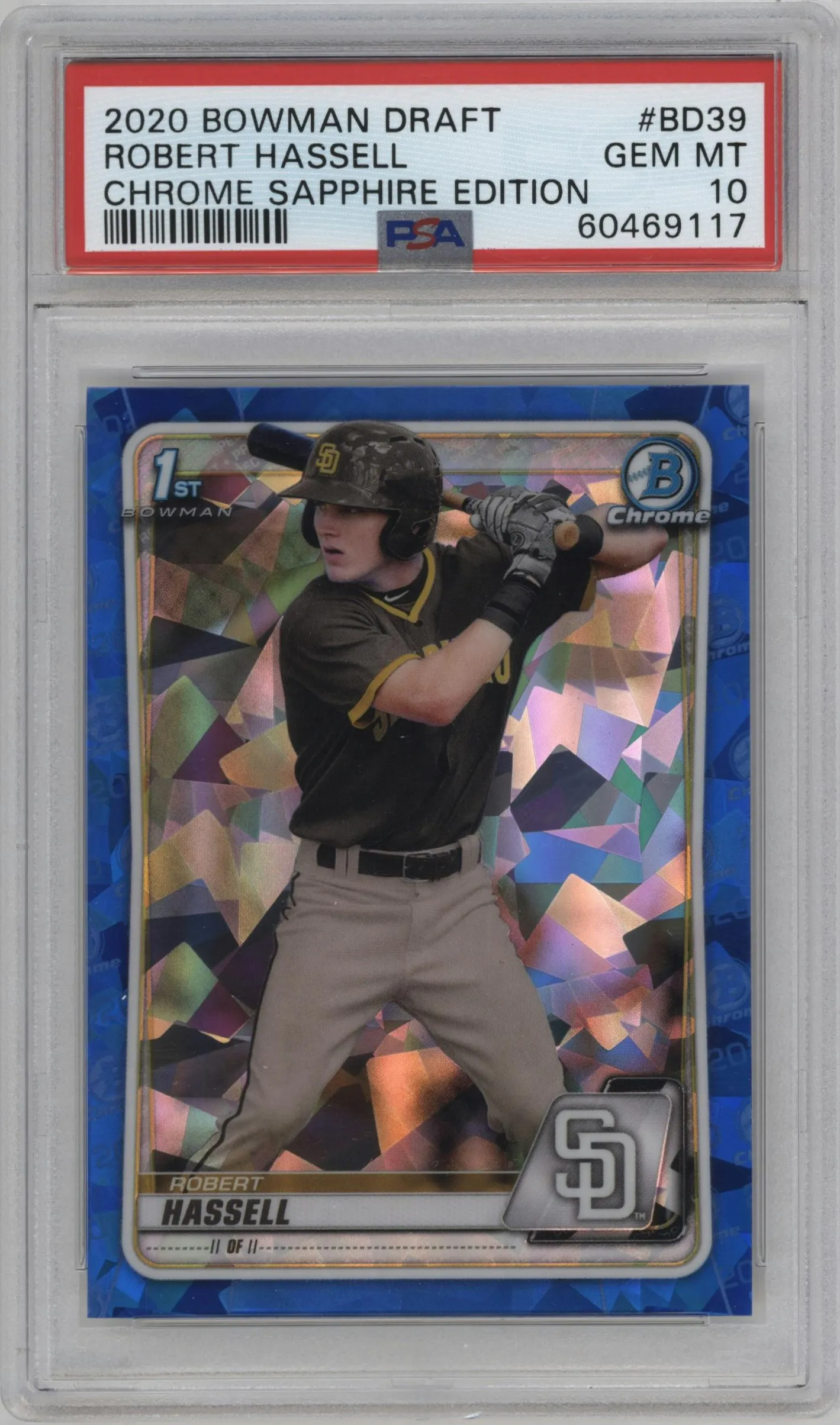 2020 Bowman Draft Sapphire Chrome Robert Hassell #BD-39 PSA 10