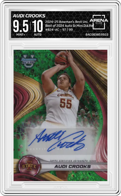 2024 Bowman's Best University Best of 2024 Auto Audi Crooks Green Mini-Diamond Refractors #B24-AC ARENA CLUB 9.5