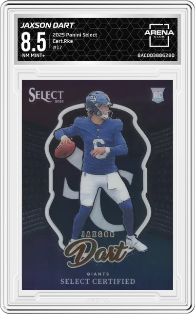 2025 Panini Select Cert.Rke Jaxson Dart #17 ARENA CLUB 8.5