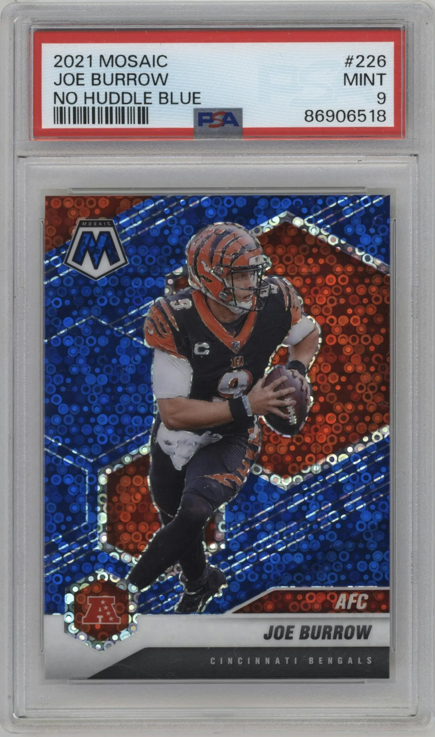 2021 Panini Mosaic Joe Burrow No Huddle Blue #226 PSA 9