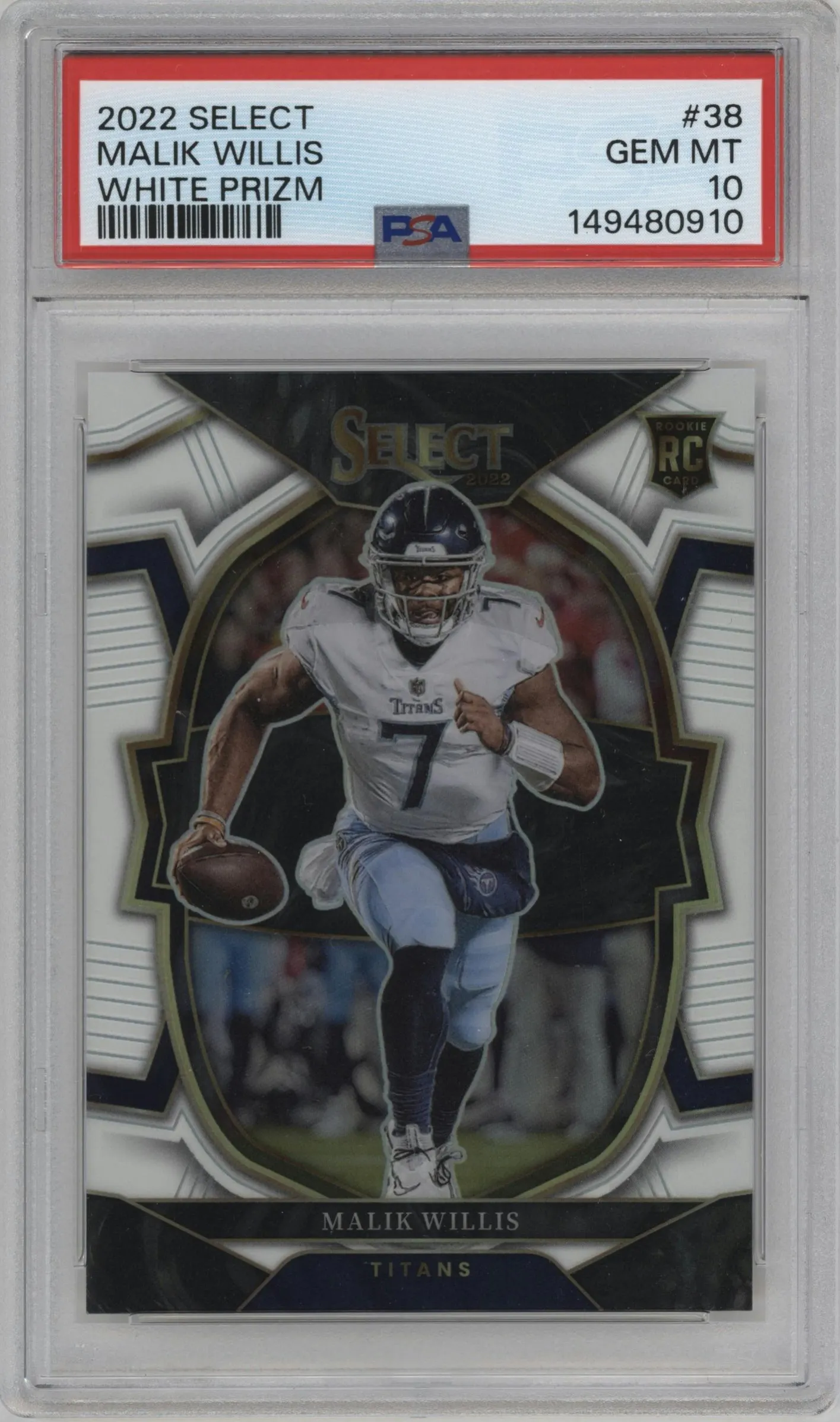 2022 Panini Select Malik Willis White Prizm #38 PSA 10