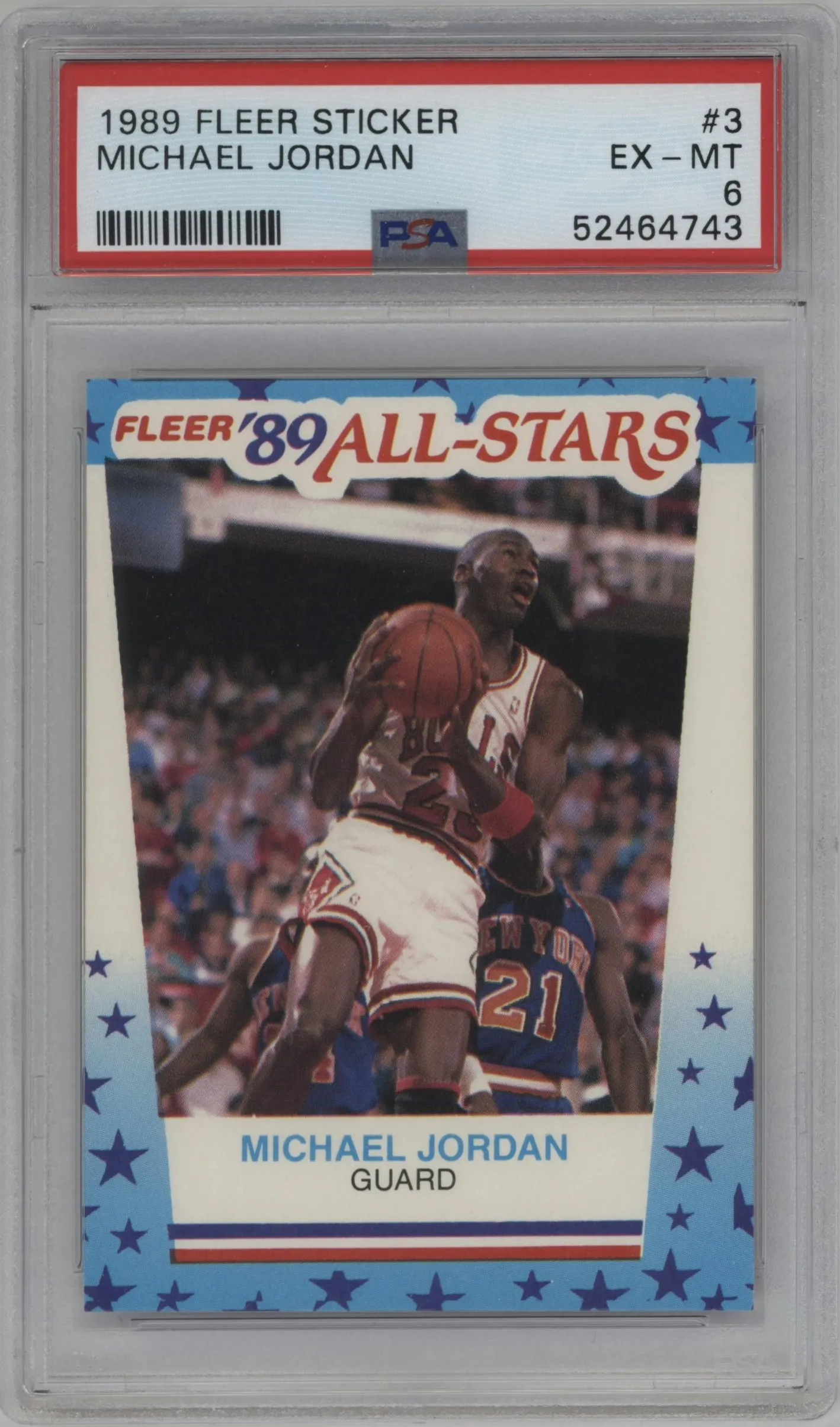 1989 Fleer Sticker Michael Jordan PSA 6