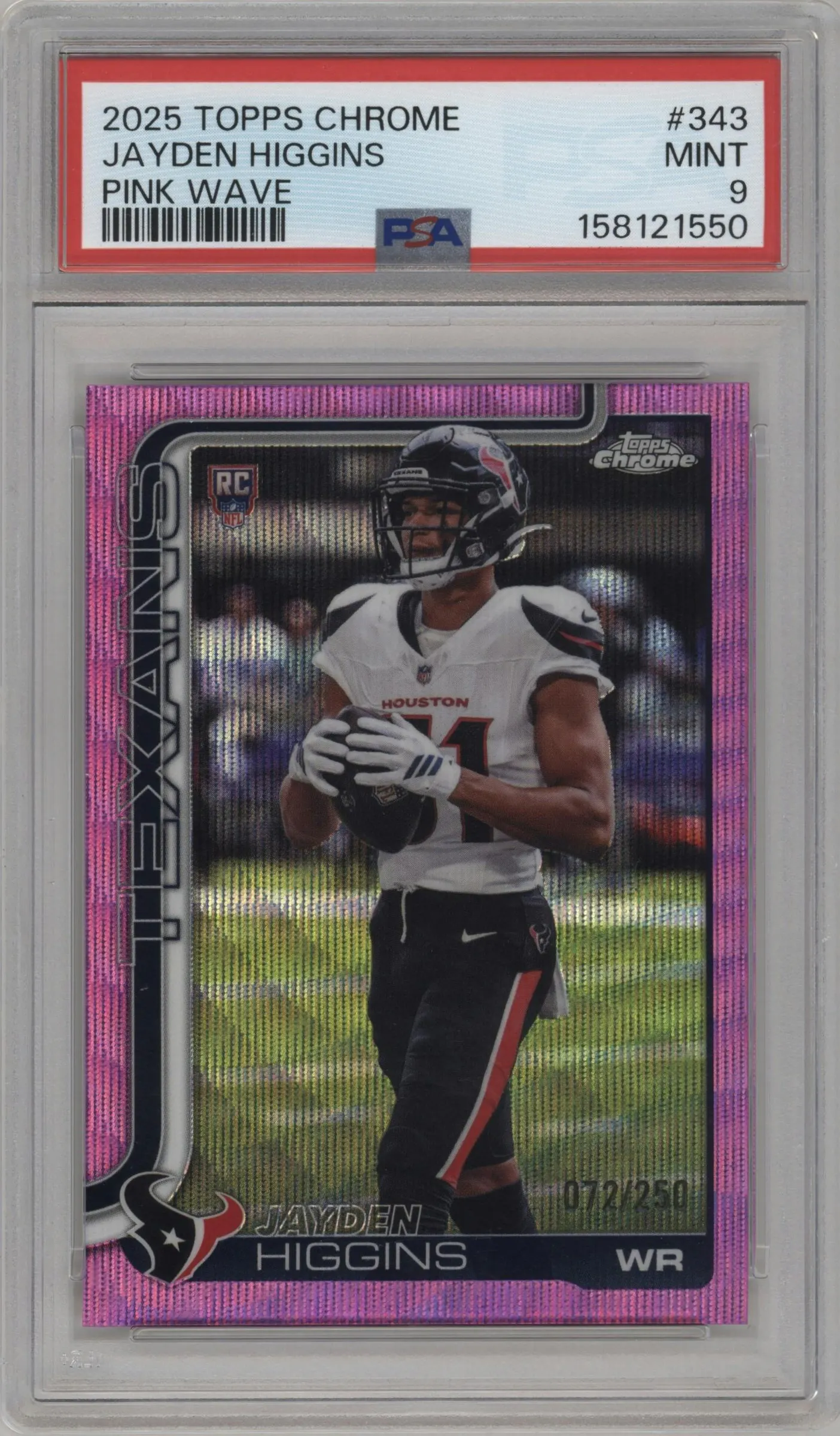 2025 Topps Chrome Jayden Higgins Pink Wave #343 PSA 9