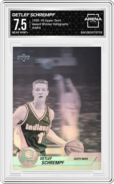 1992 Upper Deck Award Winner Holograms Detlef Schrempf #AW4 ARENA CLUB 7.5