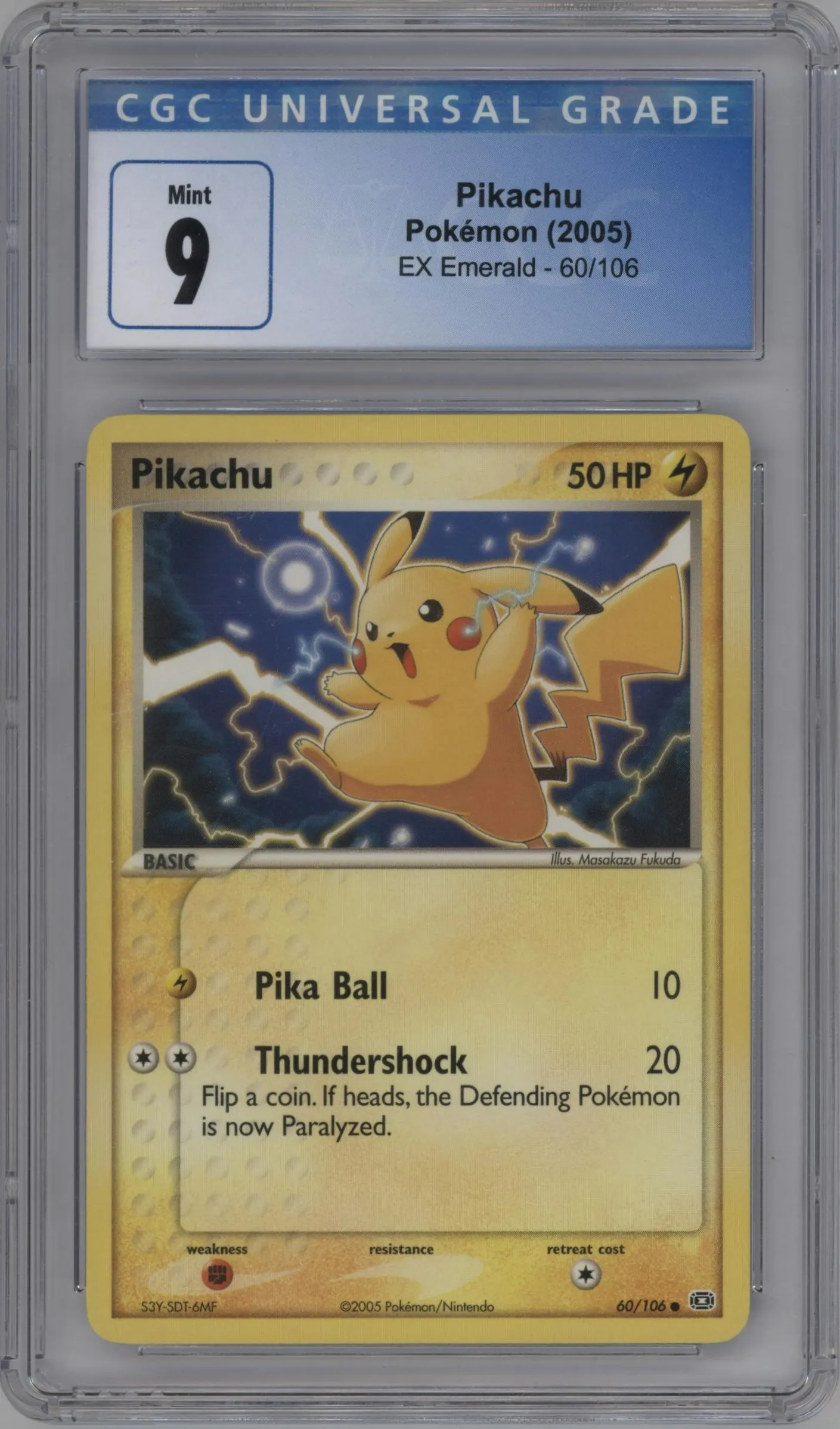 2005 Pokemon EX Emerald Pikachu #60 CGC 9