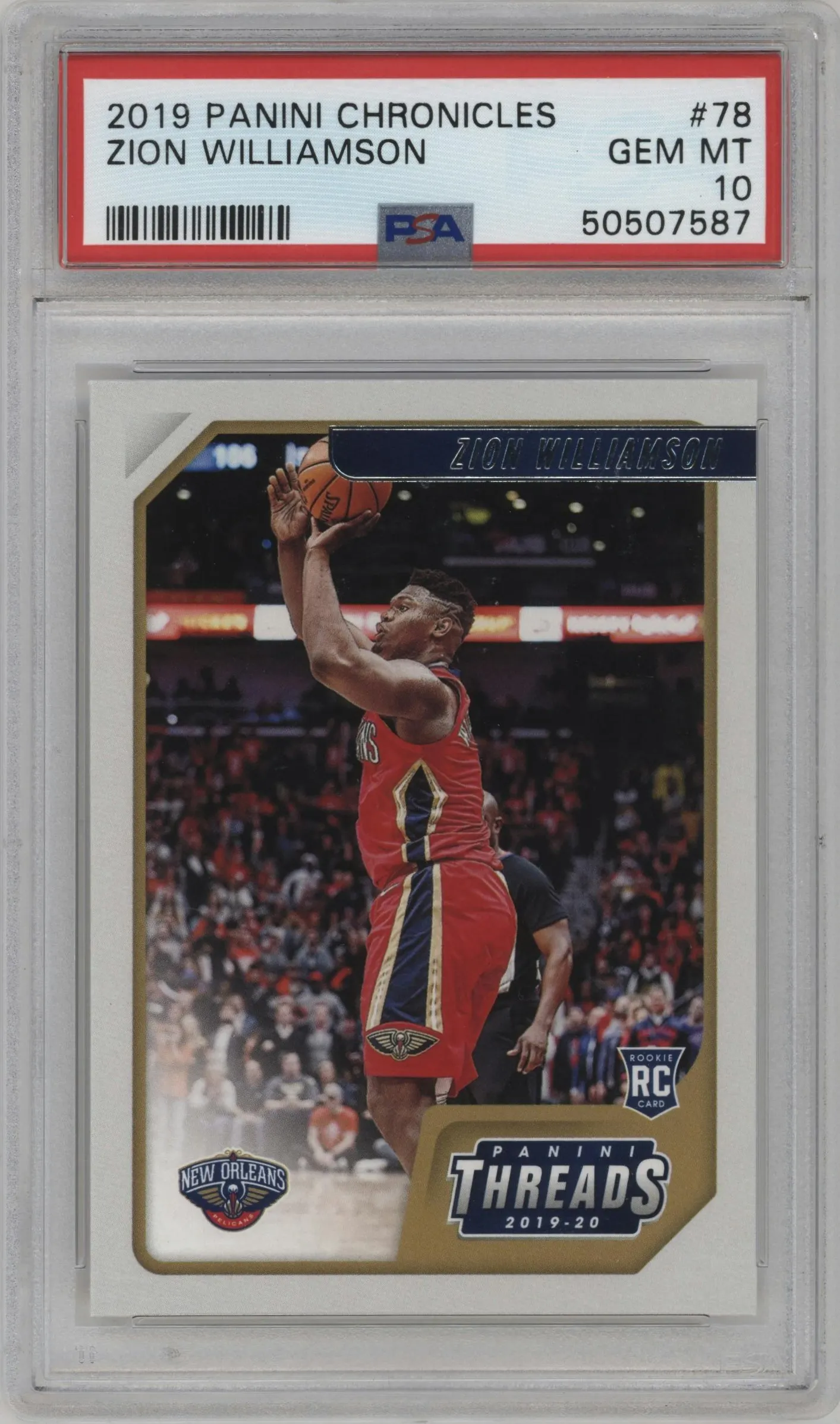 2019 Panini Chronicles Threads Zion Williamson #78 PSA 10