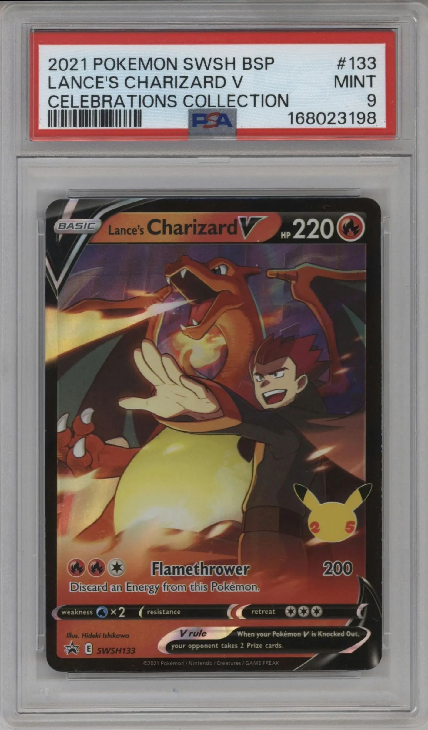 2021 Pokemon SWSH Lance's Charizard V Lance's Charizard V Celebrations Collection #SWSH133 PSA 9