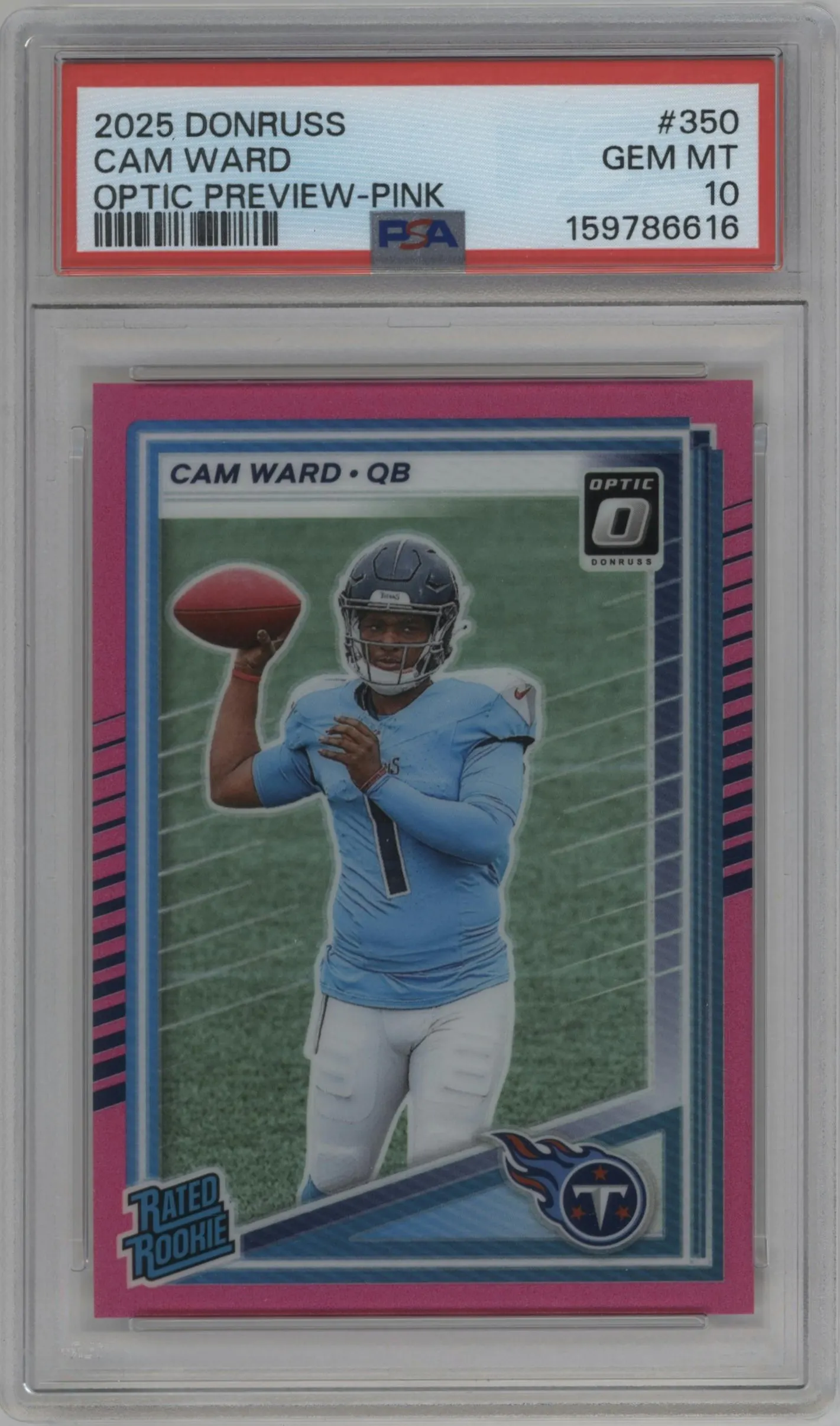 2025 Panini Donruss Opt.Rtd.Rke.Prev. Cam Ward Pink #350 PSA 10